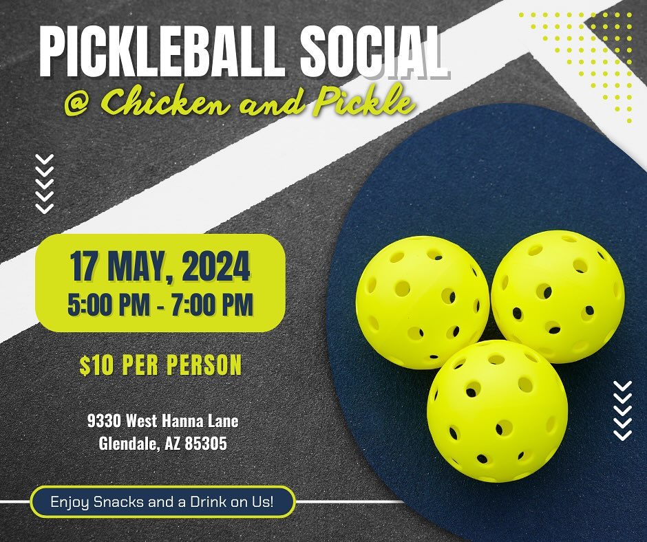 Join us for a fun-filled evening at Chicken and Pickle!
🏓🐔
Whether you’re a seasoned pro or a newbie to the game, this event is perfect for players of all levels. Come meet new friends, enjoy some friendly competition, and have some snacks and a drink on us. Even if you’re not playing pickleball, come cheer on the players during matches. Space is limited, so be sure to sign up ASAP. Hope to see you there!
Sign up using the link in bio!