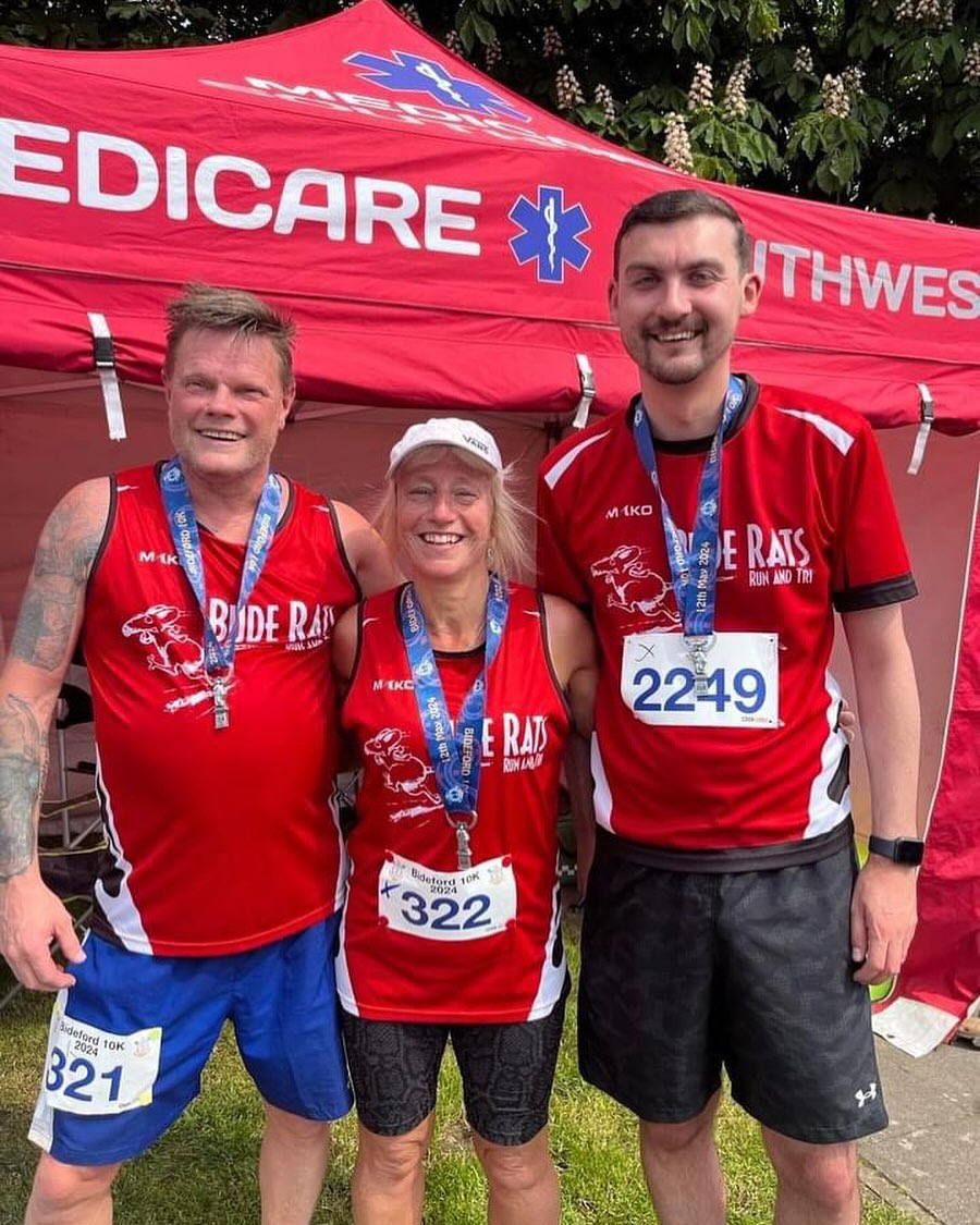 Robbie Petrie, Paula Wilkinson and Ben Worden at the Bideford 10k last week - congratulations guys!