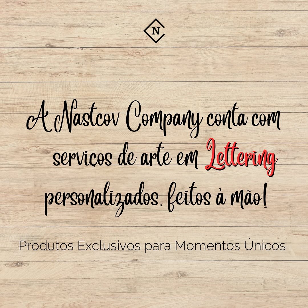 A Nastcov Company conta também com a personalização de artes em Lettering para presentear pessoas que você ama de um jeito único e especial ❤️
Nesse post apresentamos alguns dos nossos trabalhos, mas para maiores informações, entre em contato conosco através da DM! 😍
📌 Solicite um Orçamento mandando seu pedido para nós!