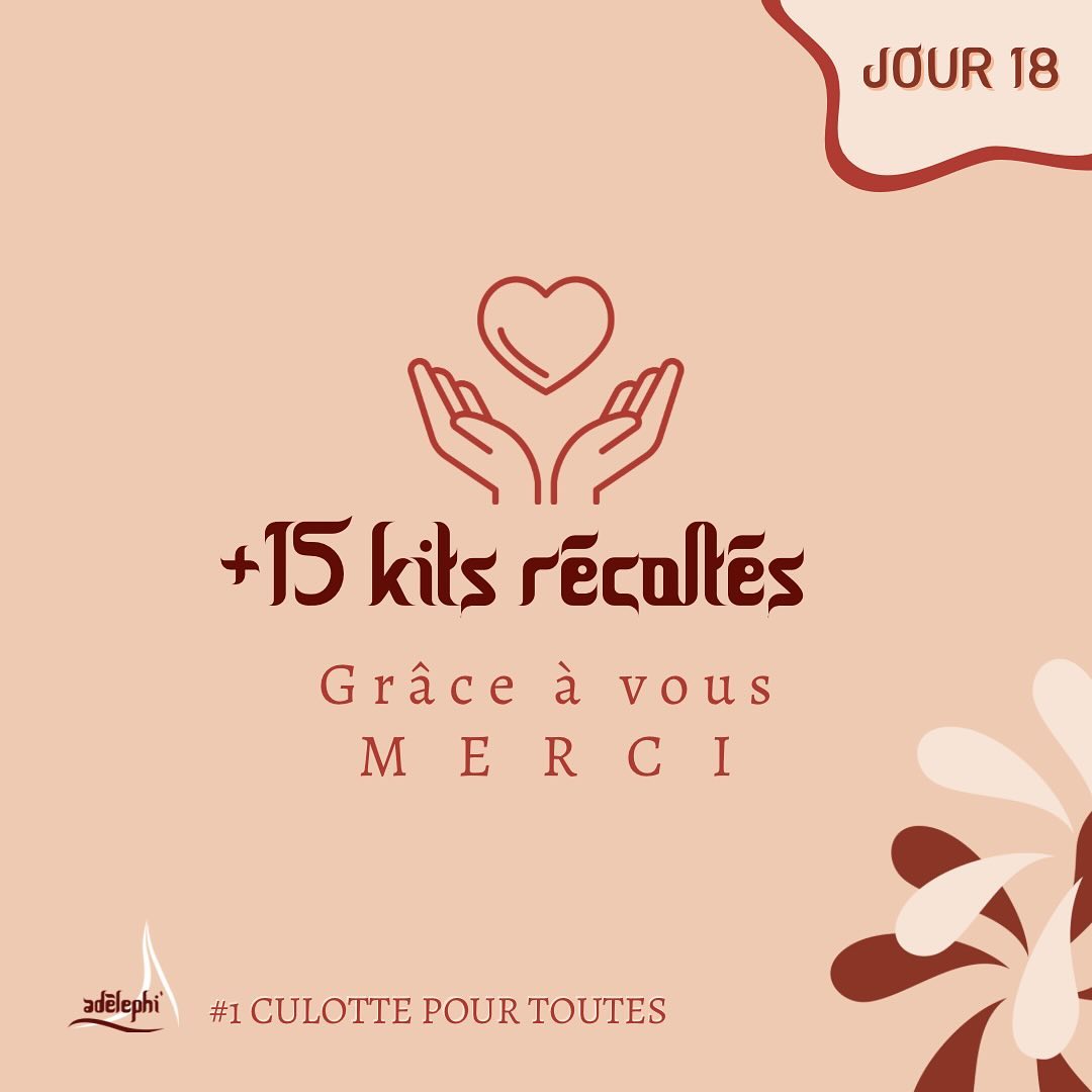 🙏 Nous voulions juste prendre un moment pour vous dire MERCI ! Grâce à votre générosité, nous avons déjà récolté suffisamment de dons financiers et matériels pour distribuer 15 kits supplémentaires.
Mais notre travail n’est pas encore terminé ! Il reste encore beaucoup à faire pour atteindre notre objectif et fournir des kits menstruels à toutes celles qui en ont besoin. Alors continuons à nous mobiliser, à partager notre campagne et à sensibiliser notre entourage. Ensemble, nous pouvons vraiment changer les choses ! 💪
N’oubliez pas que chaque euro compte. Si vous n’avez pas encore eu l’occasion de contribuer, c’est le moment de le faire ! Cliquez sur le lien dans notre bio pour faire un don et soutenir notre cause. Ensemble, nous sommes plus forts ! 💖
#1CulottePourToutes #précaritémenstruelle #DonnerPourAgir #Adelphité #AdèlephiNGO #Soutien #Solidarité #Collecte #Campagne #ParlonsEn #SolidaritéMenstruelle #EnsemblePourLeChangement