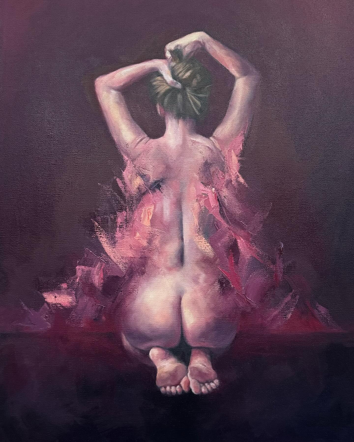 “A Plum Position” Oil on Canvas, 18x24, 2024. Available and will be showing @location1980 at F.eminine U.ndertones on June 29th 5-9pm. Come by and check it out!