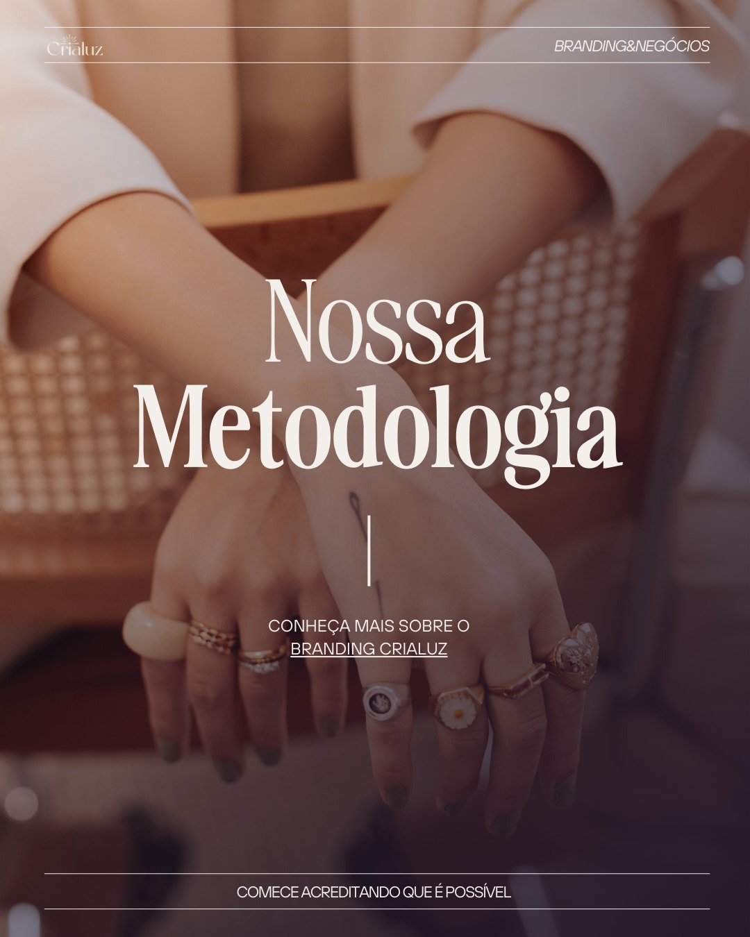 Na Crialuz, desenvolvemos uma metodologia única e essencial com foco principal em branding. Arraste para o lado para entender melhor sobre o nosso trabalho. ✨
Com a metodologia de branding da Crialuz, você tem nas mãos uma ferramenta poderosa para transformar seu negócio e conquistar o espaço que merece no mercado. Estamos aqui para dar vida às suas ideias e fazer sua marca brilhar como nunca.
Se você quer agendar uma consultoria para nos apresentar a sua ideia e conhecer mais sobre as soluções em branding que a Crialuz tem pra você comente a palavra: *CLAREZA* que nosso time de atendimento vai entrar em contato com você pelo direct. ✨
#Branding #NegócioscomEssência #brandingparamarcas #Brandingenegócios #Estratégiadebranding