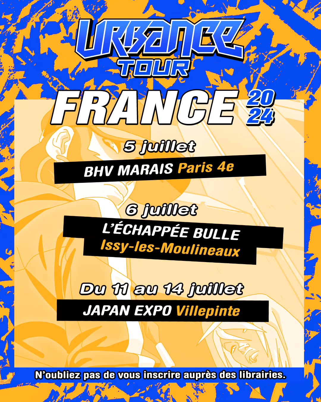 Je suis heureux de vous partager les dates de ma tournée française pour célébrer la sortie du tome 2 d'Urbance.
Un immense merci à la librairie du @le_bhv_marais à Paris pour leur confiance, à @lechappeebulle92 pour leur générosité et à @japanexpo_fr pour l'exposition unique qui m'est offerte. VIVEMENT JUILLET !
@ankama_editions @therese_nguyen #urbance #urbancemanga #mangafr #mangafrancais #artoninstagram #art #bd #comics #dedicace #artist #comicbooks #joeldosreiviegas