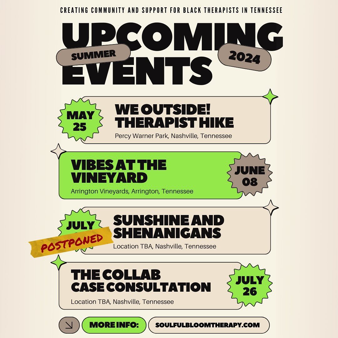 Hey Y’all! Thank you for supporting our events up to now. Unfortunately, Sunshine and Shenanigans is postponed. We want to make sure this event is BIG FUN so we are taking a little more time to plan. Be on the lookout for the reschedule and other events! 🫶🏾☀️