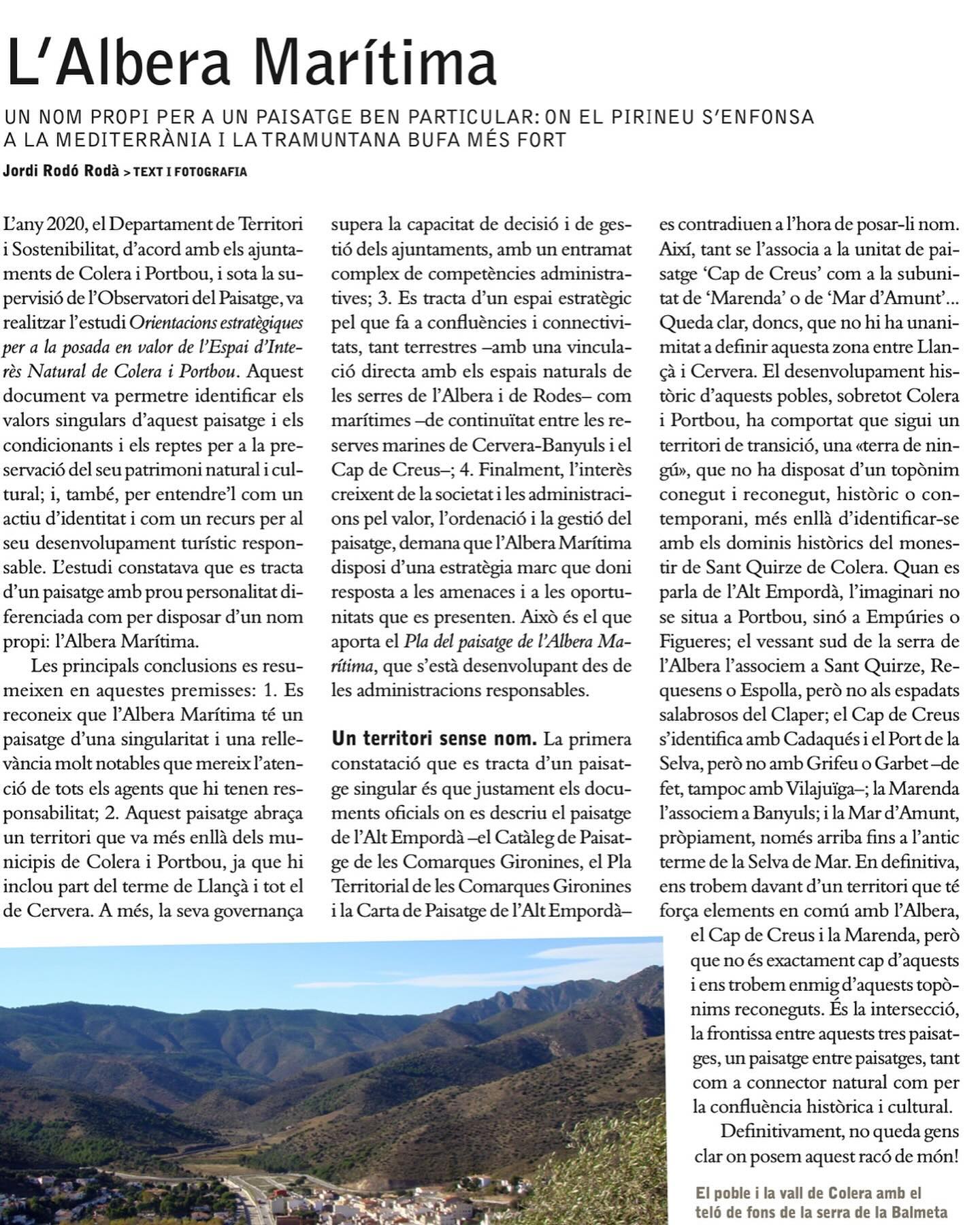 Avui s’ha presentat al cap Ras l’acord entre els ajuntaments de l’Albera marítima (Portbou, Colera i Llançà) i l’associació Som Mar per iniciar el programa de gestió i protecció del litoral que es posarà en marxa l’any que ve i que aquest estiu s’iniciarà amb xerrades i activitats. Aquest projecte s’emmarca en el Pla de paisatge de l’Albera Marítima (Quaderna, 2022) que aviat iniciarà el seu procés de consulta i aprovació per parts dels ajuntaments i els agents del territori. Annex: article a la Revista Alberes (estiu 2024)