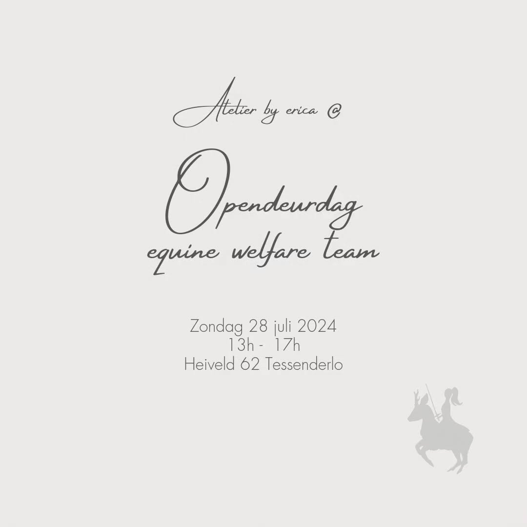 Event!
Zondag 28 juli sta ik op de opendeurdag van @equinewelfareteam in Tessenderlo
Het belooft een interessante dag te worden gevuld met lezingen en demo's, en tal van fijne ondernemers!
Tot dan?! ✨