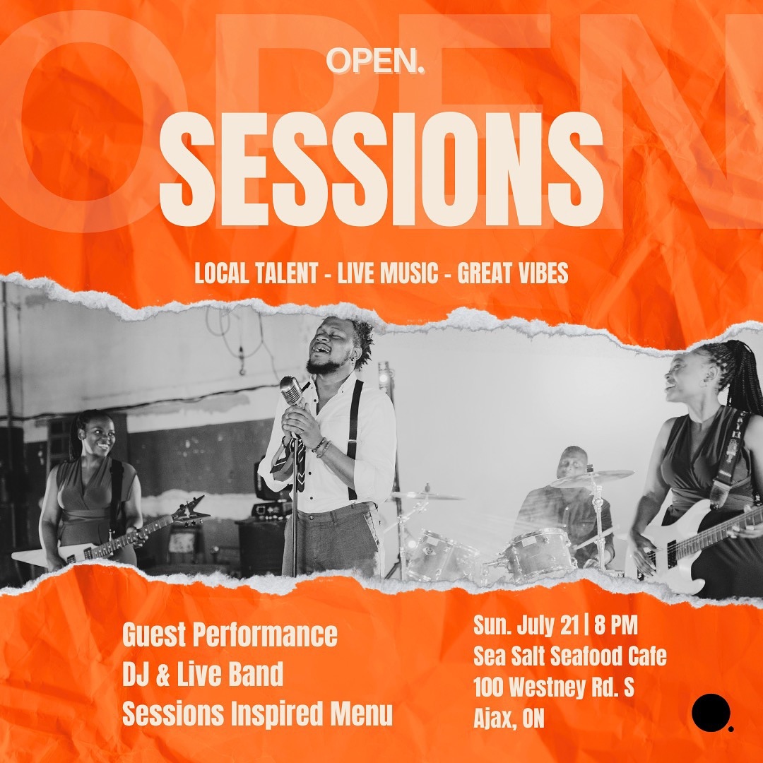 SESSIONS !
Something new for the music lovers of the east end. Live Band, Great food, even better vibes.
Come out and support local talent. Beside you could be the next rising star.
🗓️ Sunday July 21, 2024
📍 Sea Salt Seafood Cafe, Ajax, ON