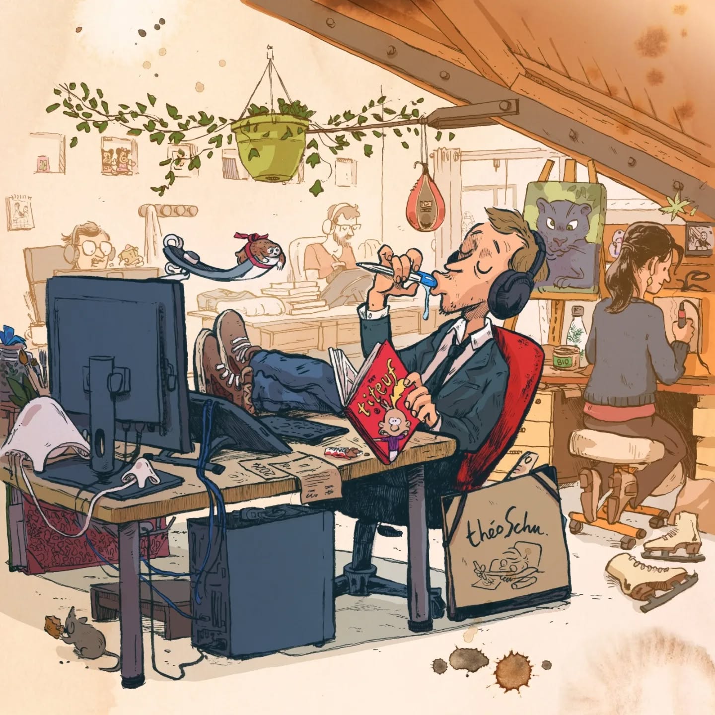 Et hop, la version colorisée ! 🌈
Avec @vainces @morganbouttier @emilienvarela et ma souris mangeuse de brownies. 🐭