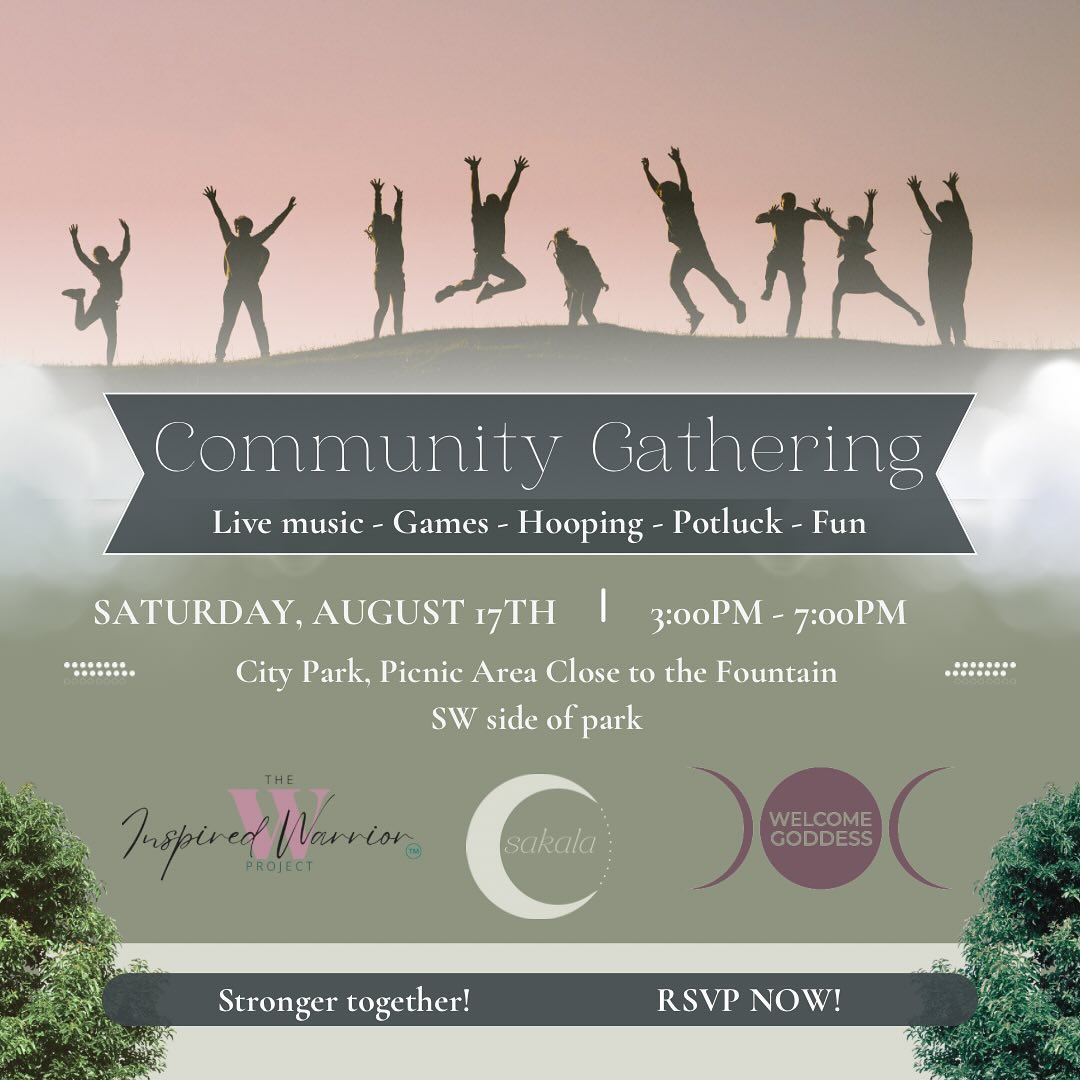 This Community Gathering is extra special as it will include members from Sakala Community, The Inspired Warrior Project, and Welcome Goddess.
We have reserved Picnic Area 1 in City Park, which is located near the fountain on the SW end of the park.
There will be live music from Kirtanify and Divino Betsatori, flow-state hooping with Caitlin, games, a potluck and more! Donations are appreciated for the live music.
Bring your friends, family, and neighbors! ALL are welcome. We have plenty of space for everyone.
Please also bring your favorite dish to share. Sakala will supply plates, utensils, napkins, cups, and some drinks.
We can’t wait to see you and play together. Summer is the season of fire, bringing us joy and passion. Let’s cultivate a bit of this together as ONE BIG COMMUNITY because we are all stronger together!
RSVP link in bio!!!
#denverhealthandwellness #denverhealers #denveryoga #denveryogaevents #denvercommunity #denveryogaspaces #denverhealingcommunity #yinyogadenver #denverevents #denveryogi#chakrarealignment #denverreikihealing #denverqigong #denversoundbath #denversoundhealing #denveryoganidra #denverwellnesscommunity #denverbreathwork #denvereventspace #denverherbalists #denverancestralhealing
#sakalacommunity #somatichealing
#denverenergyhealing #protectyourenergy #protectyourpeace #wearefamily #inspiredwarriorproject #welcomegoddess