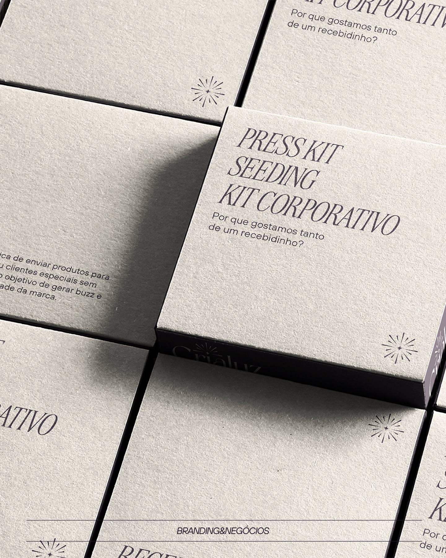 Seja através de seeding, presskits ou kits corporativos, cada uma dessas estratégias oferece benefícios incríveis que fortalecem a presença da sua marca.✨
Eles criam conexões emocionais, aumentam a visibilidade e a credibilidade, e reforçam os relacionamentos. Então, da próxima vez que você pensar em maneiras de destacar sua marca, considere essas estratégias e veja como um bom “recebidinho” pode fazer a diferença! ✨
Se precisar de uma orientação profissional para escolher qual caminho tomar agende uma consultoria com o time Crialuz. Clique no link da bio e saiba mais. ✨ #Branding #Marketing #Seeding #Presskit #KitCorporativo #Crialuz #Visibilidade #Engajamento