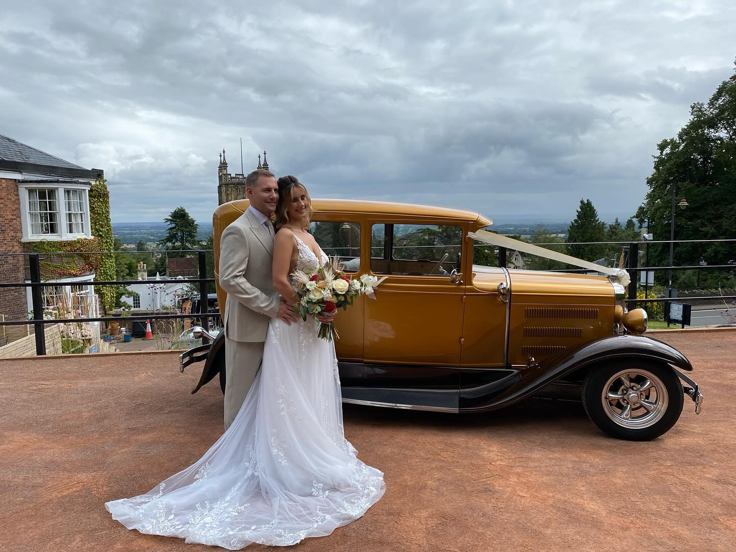 Beautiful day at Mount Pleasant Hotel in Malvern recently. #bespokeweddingcars #hotrodweddingcars #southwestweddingcars #cotswoldweddingcars #goldenfordmodelaweddingcar #rollsroyceweddingcar #excellentbespokeservice #arrivinginstyleweddingcars