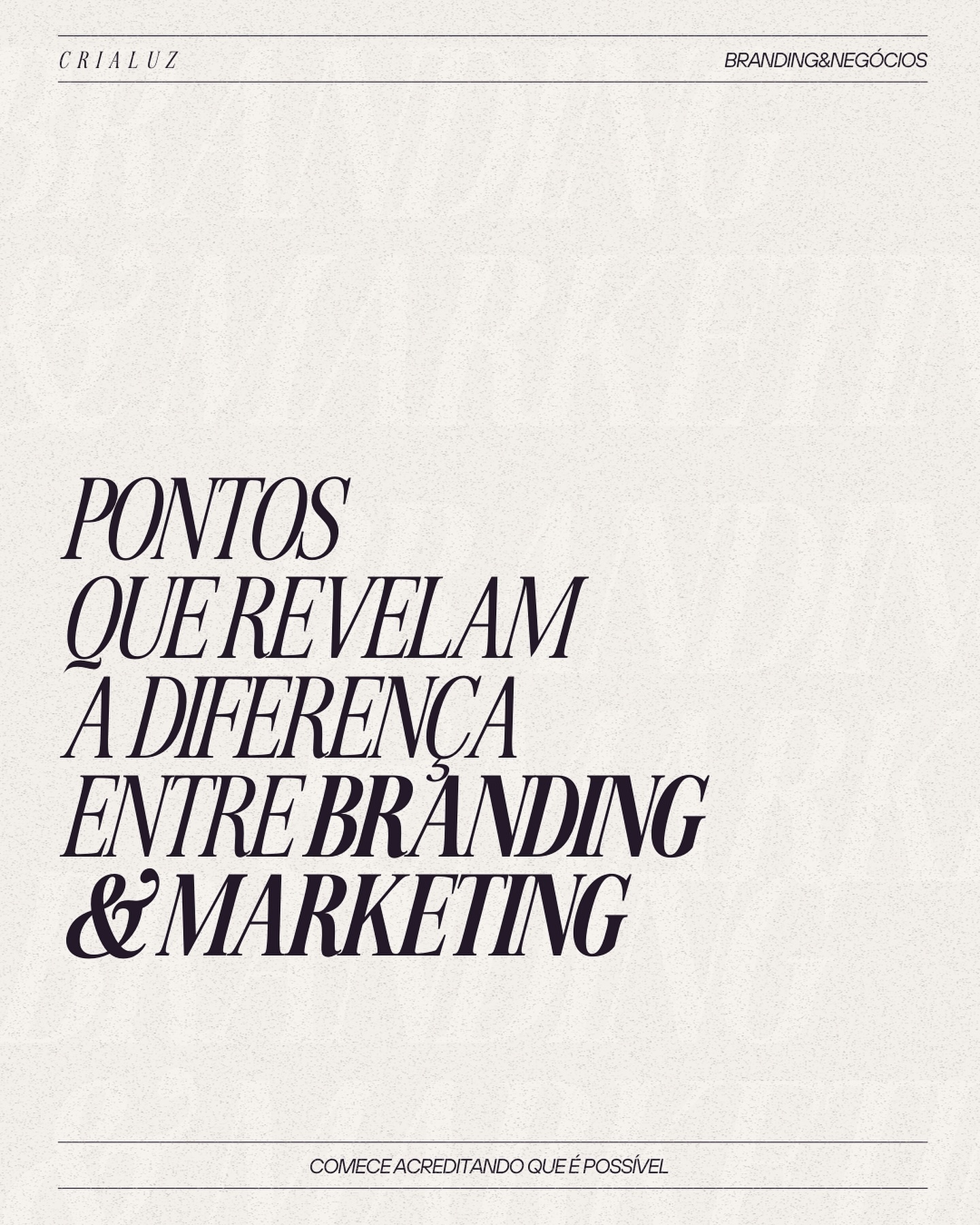 Branding e marketing são componentes essenciais para o sucesso do seu negócio, mas é o branding que traduz a alma da sua empresa, enquanto o marketing é a voz que comunica essa alma ao mundo.
Se você está pronta para levar sua marca ao próximo nível, comece com o branding.
Descubra sua essência, defina seu propósito e construa uma marca que conquiste clientes, e que também inspire o mundo. Estamos aqui para caminhar ao seu lado, criando uma marca que brilhe e se destaque.
Clique no link da bio e agende uma reunião de avaliação com o nosso time! ✨
#branding #marketing #estrategiademarca