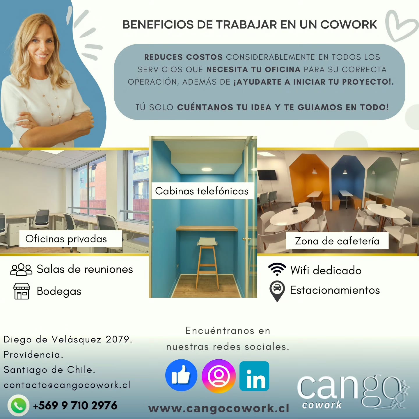 En Cango Cowork queremos que te relajes y que nos permitas ocuparnos del soporte de cada servicio que te toma tanto tiempo cada fin de mes.
Con nosotros solo pagas el servicio de arriendo de tu oficina privada en el que vienen integrados servicios de internet, luz, agua, salas de reuniones, gastos comunes, estacionamiento y puedes acceder a precio de cliente a otros servicios con los cuales contamos. Lo mejor estamos super bien ubicados, en el corazón de Providencia en un exquisito sector comercial. Estamos cerca de Todo! 🤯
Nuestro objetivo es que solo llegues a tu oficina a ocuparte de lo realmente importante.... ENFOCARTE EN HACER CRECER TU PROYECTO.📈
y ¿porque no?
Tomando un rico café de grano.☕💕
Cotiza con nosotros! 🦘
Cango Cowork
El Cowork más productivo de Providencia.
www.cangocowork.cl
+56 9 97102976
contacto@cangocowork.cl
@lareinadeldato ❤️
#cowork
#coworking
#direcciontributaria #direccioncomercial #espaciosdetrabajo
#flexibilidad
#espacioscompartidos
#Oficinas
#saladereuniones
#empresas
#emprendedores
#profesionales
#independientes
#saladeeventos
#agosto
#comunidadcango