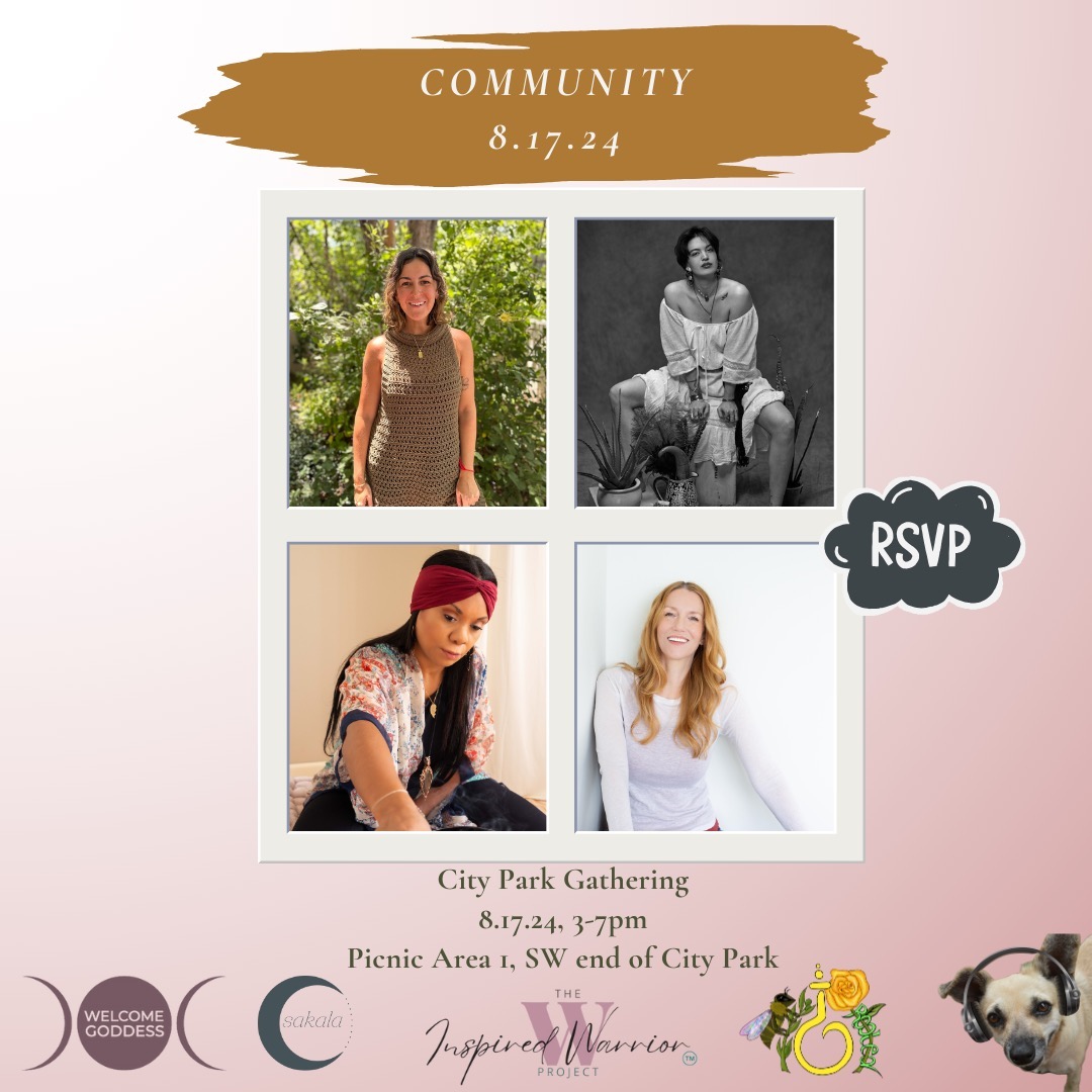 CITY PARK COMMUNITY GATHERING
SATURDAY, 8.17.24, 3-7PM
So honored to come together tomorrow with these beautiful humans who are out here working hard to create community every day!
Welcome Goddess
Becoming Her
The Inspired Warrior Project
The Dead Roots
Sakala Community
And YOU!!!
We have an amazing lineup of FUN for everyone.
Live music - Kirtanify and Divino Betsatori
Flow state hooping
Silent disco
Potluck
Lawn games
Mutual aid station
Bring your donations, a chair and a dish to share.
Don’t miss out - link in bio to RSVP!
#denverhealthandwellness #denverhealers #denveryoga #denveryogaevents #denvercommunity #denveryogaspaces #denverhealingcommunity #yinyogadenver #denverevents #denveryogi#chakrarealignment #denverreikihealing #denversoundbath #denversoundhealing #denverwellnesscommunity #denverbreathwork #denvereventspace #denverancestralhealing
#sakalacommunity #somatichealing
#denverenergyhealing #protectyourenergy #protectyourpeace #wearefamily #communitygathering #kirtanmusic #supportafriend #quantumgrooveexperience #collaborationovercompetition