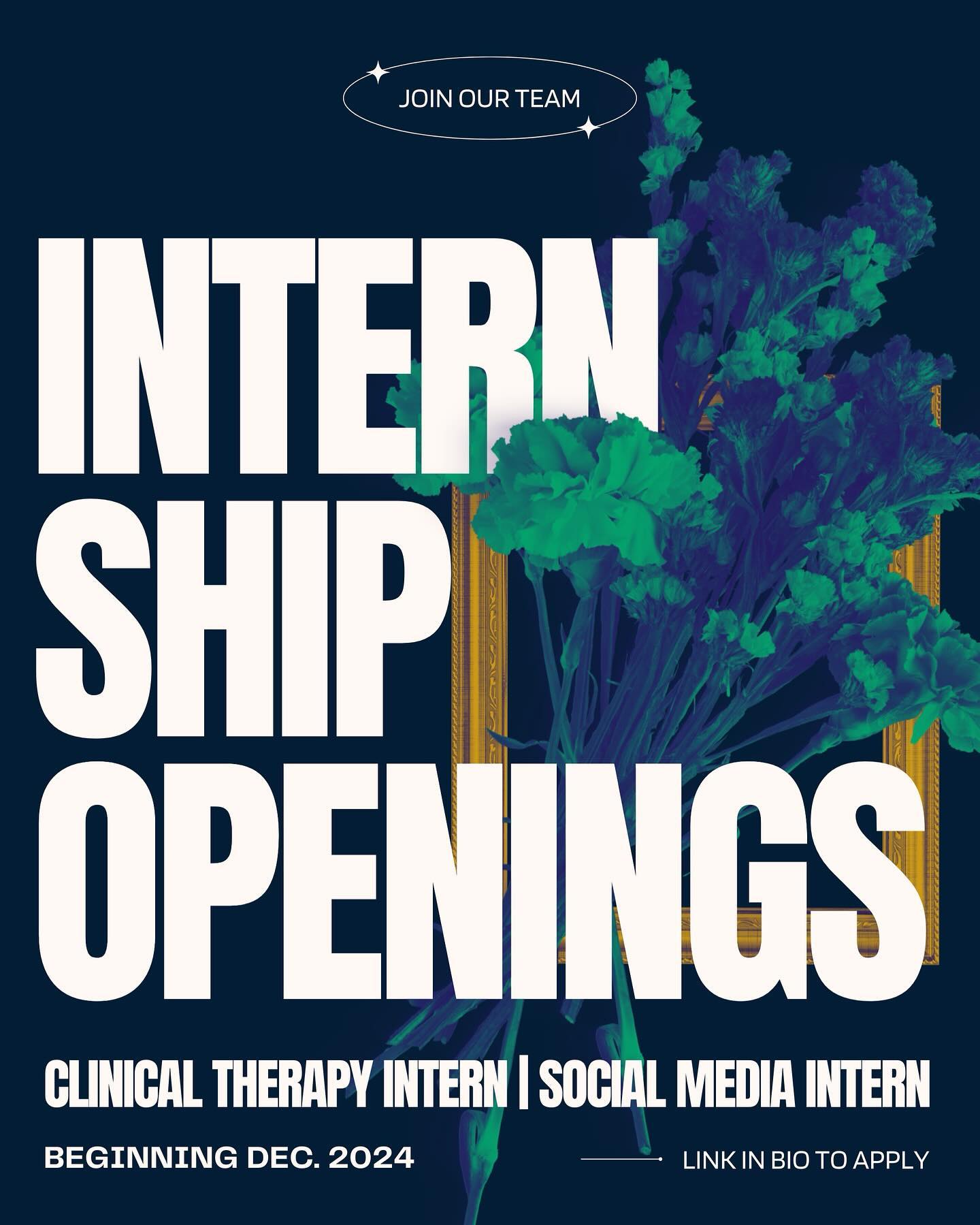 🚨Exciting Opportunity🚨
We’re on the lookout for passionate interns to join our team this December! 💚 If you’re a budding therapist ready to make a difference or a social media pro eager to amplify our message, we want to hear from you! Apply now, link in bio!