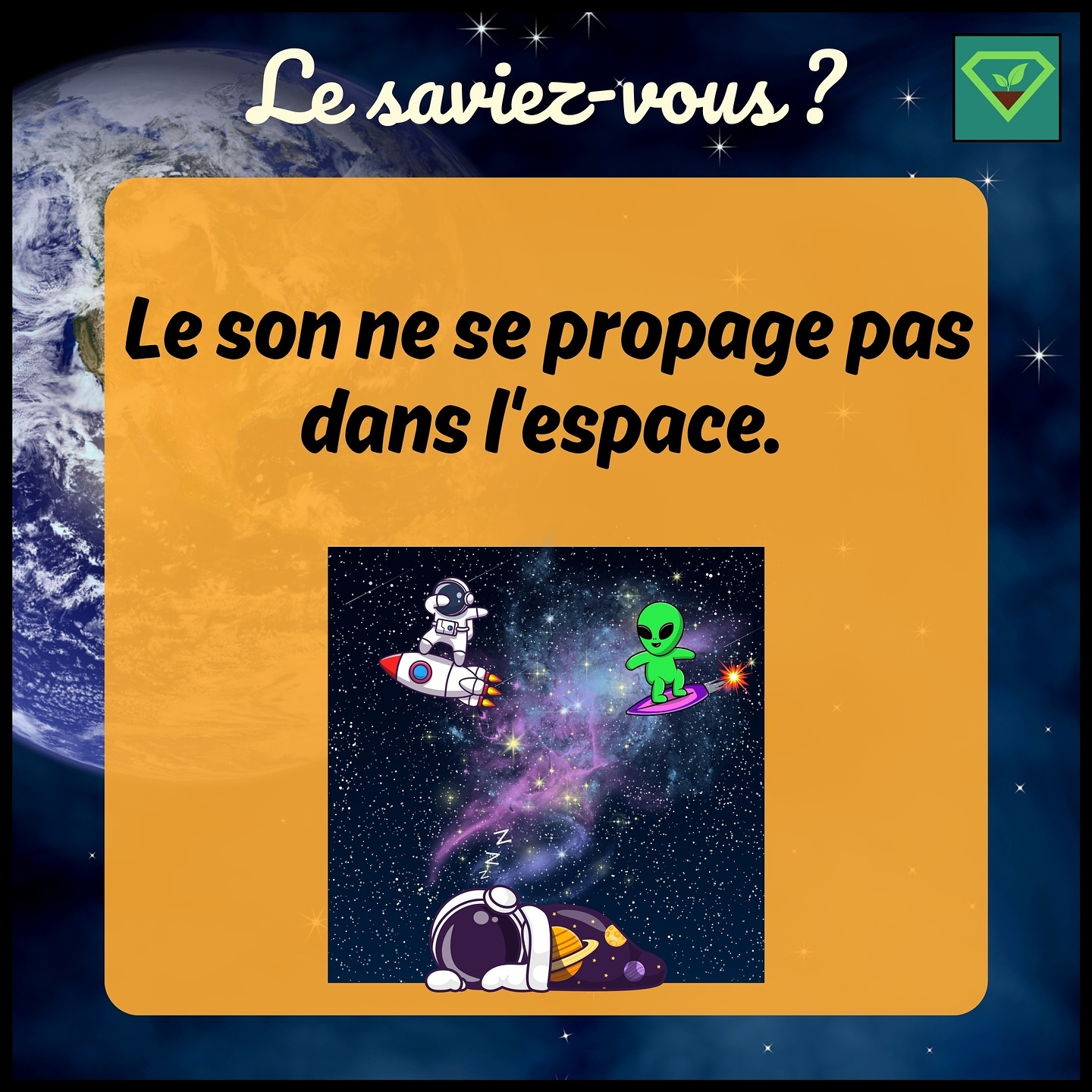🔊🚀🪐 Le son ne se propage pas dans l’espace. Sans atmosphère pour transporter les ondes sonores, l’espace est silencieux, malgré les phénomènes violents qui s’y produisent. #savoir#histoire#insolite#lesaviezvous#greenisyou#funfact#info#culturegenerale#son#propagationduson#propagation#espace#atmosphere