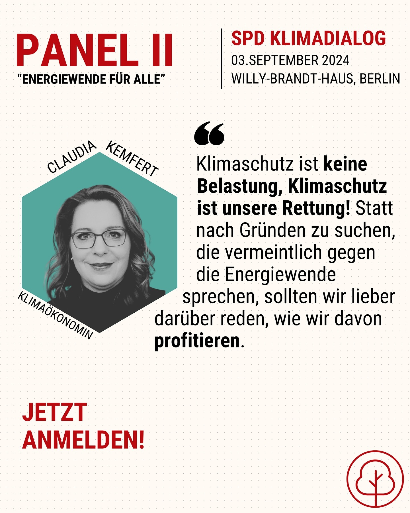 Wir freuen uns, dass @claudiakemfert auf unserem Panel zur Energiewende sitzen wird! 🌱☀️
Anmelden könnt ihr euch einfach über den Link in der Bio! 🙌
