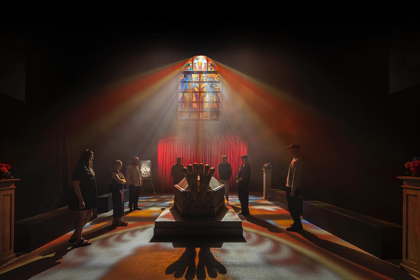 Designed and built a unique Crematorium for @marshmallowlaserfeast and there incredible show Sweet dreams.
Featuring a giant coffin and 12ft stained glass window.
A Huge thanks to Sarah @readmans for lighting it all so damn well!
Scenic work - @e.gaz.made
Carpenter - @__marti__me
Artwork - @mcbess
Rendering - @boomerangtrotter
Printers - signograph
Seamstress - @matildagreenwoood
-
-
-
-
#factoryinternational #sweetdreams #avivastudios #marshmellowlaserfeast #setdesign #setbuild #interactivetheatre #propmaking #theaterlighting