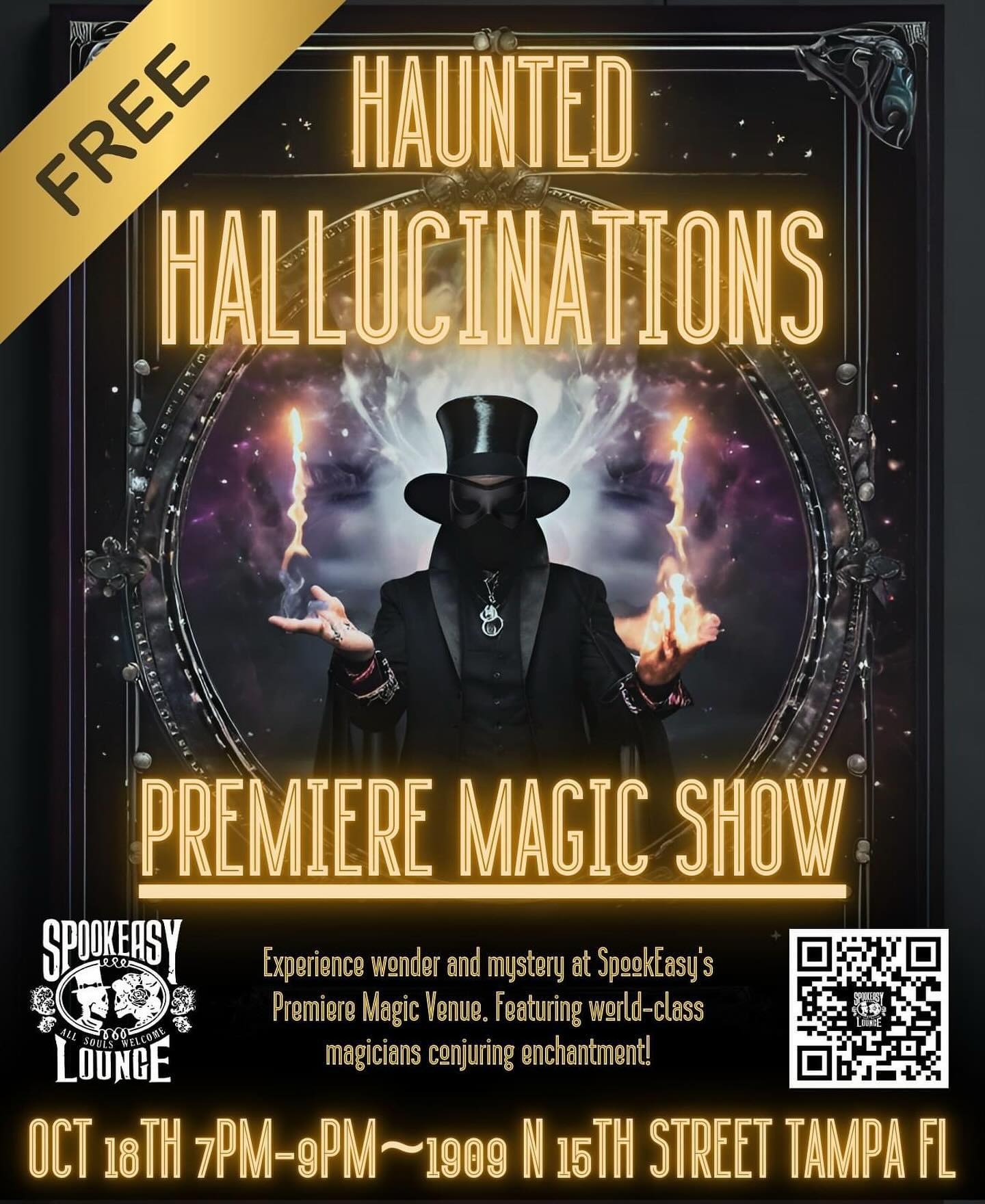My latest project. Haunted Hallucinations! We’re collaborating with @thespookeasy to create a new magical experience. Come check out the Premiere! 5 magicians giving you all a taste of what’s to come! This is a free event.