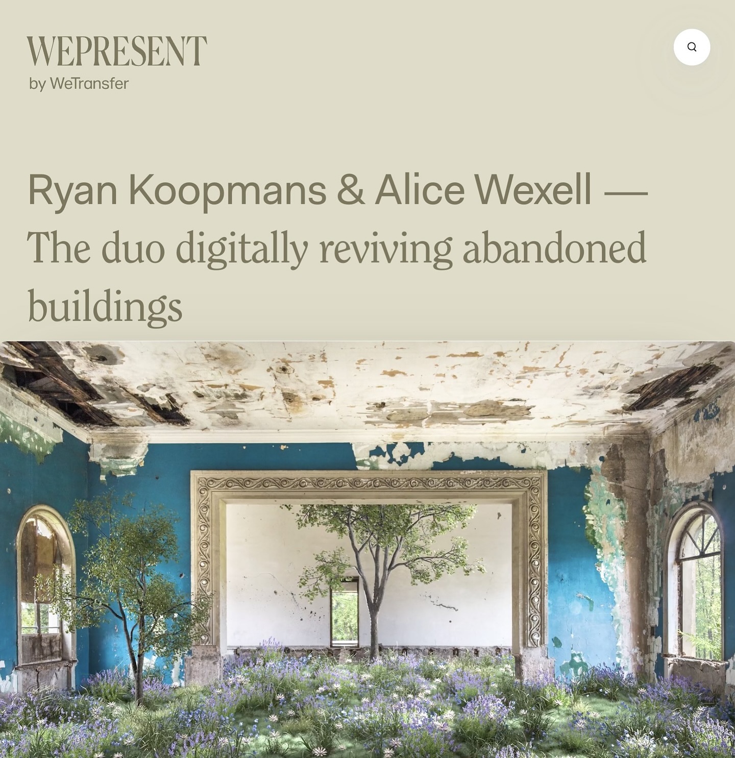 We did an Interview with @wepresent by @wetransfer
Artworks from The Wild Within has been cycling through the homepage of WeTransfer.
Check out the conversation about the project in the comment below.