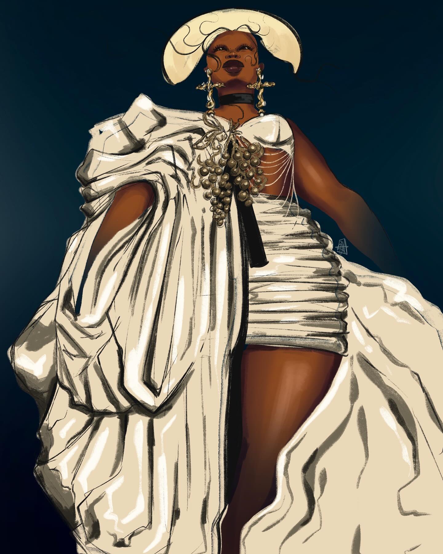 For some reason I never posted this @schiaparelli Fall 2022 Couture illustration. Thought I’d post it now…2 years later.