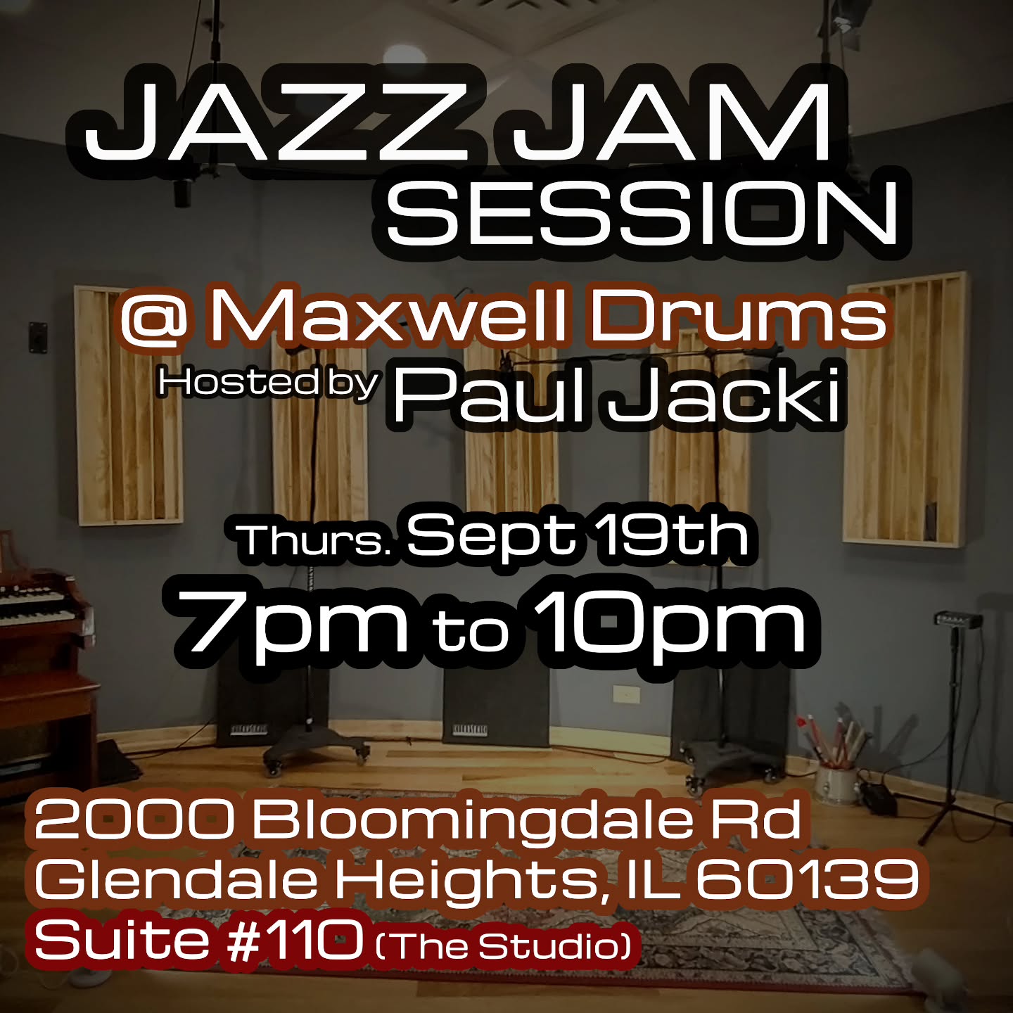 Update! Our jam session with Paul Jacki has been moved into our studio space (in the main shop)! Looking forward to seeing you there!
Backline provided, come out and jam!
.
.
#jam #session #drumshop #maxwell #drums #jazz #chicagomusic