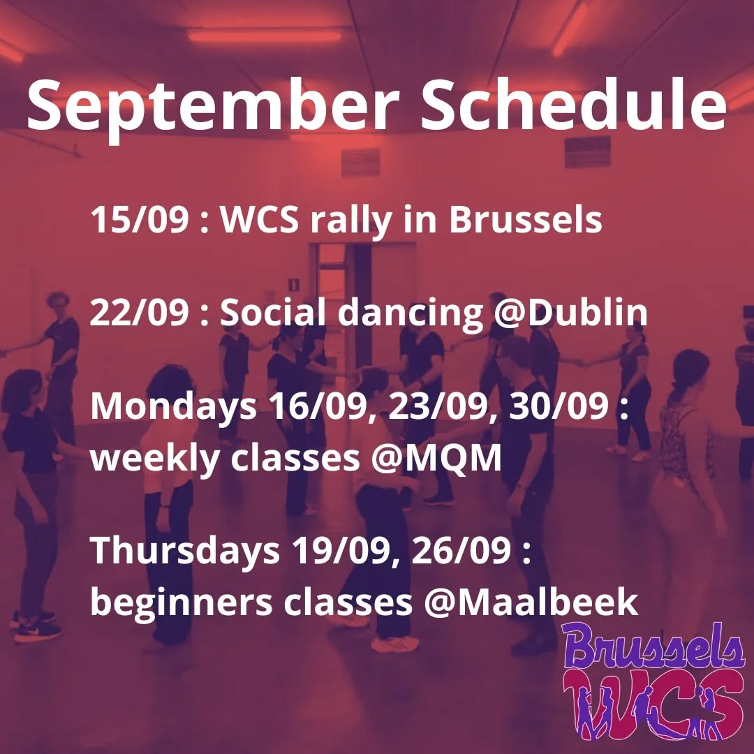 The year is off to a great start ! Classes are full and going strong, thank you for joining us !
Come and join us for the first social at Dublin on the 22nd. It's the day without cars in Brussels so think of taking public transport!
Reminder of the adresses :
MQM : rue de la digue 10, Ixelles
Maalbeek : avenue d'Auderghem 126, Etterbeek
Dublin : rue de Dublin 13, Ixelles