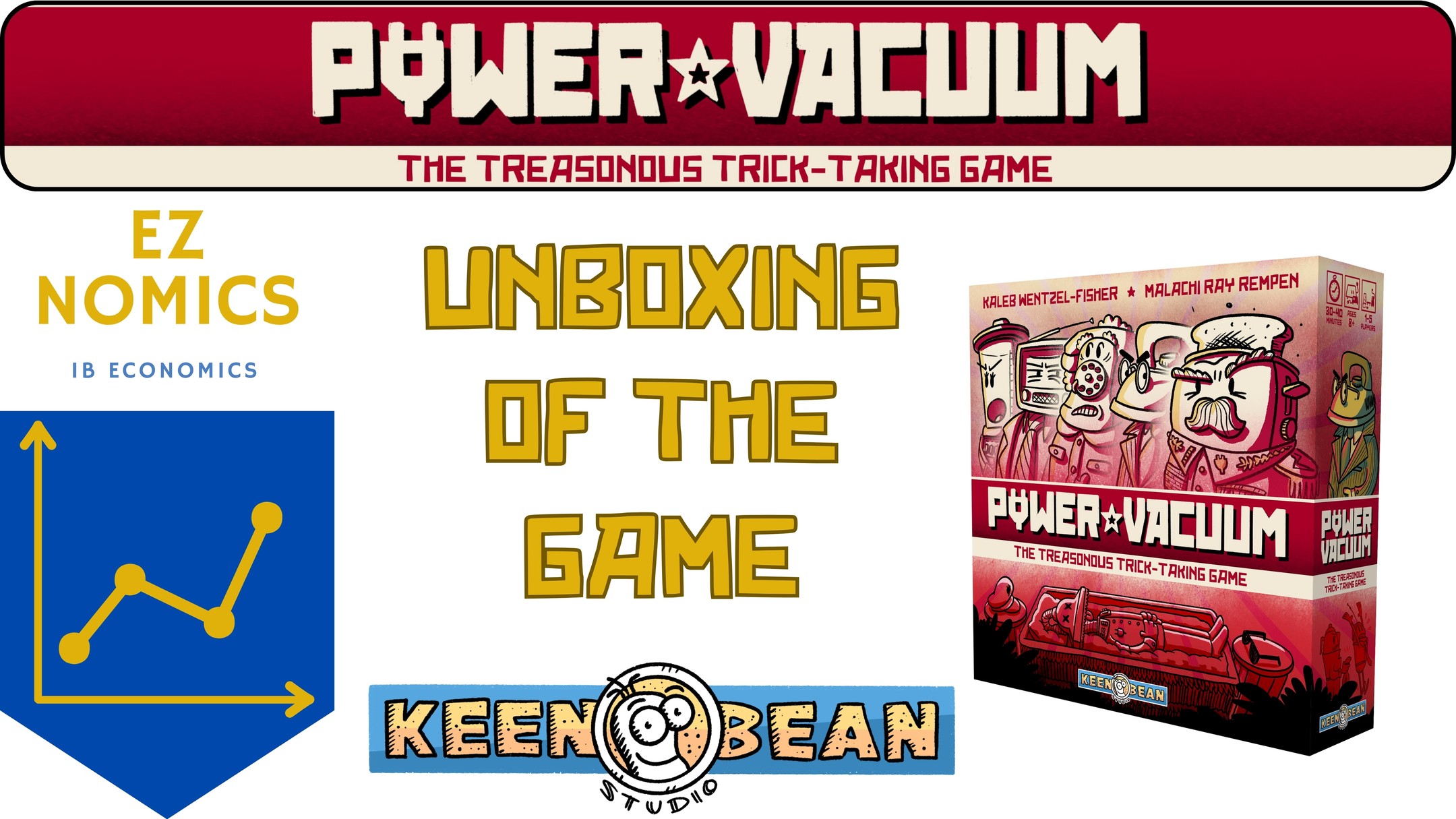 I just uploaded another Econ board game video on a new card game I've been playing with my family called Power Vacuum: The Treasonous Trick-Taking Game by Keen Bean Studio @keenbeanstudio
It's a card game where you "conspire, manipulate, and scheme against other household appliances to claim absolute power for yourself!"
This is not a paid promotion. I bought this game as an educator.
Link to my EZ NOMICS YouTube channel: https://www.youtube.com/eznomics
---
Econ board games can be a fun, engaging way to socialize, learn, and understand economics. Thus, I've been launching videos highlighting selected economic board games.
---
This video is an unboxing of the game where I highlight how the game can be a means to discuss planned economies and autocratic systems.
‐--
Link to the unboxing video: https://www.youtube.com/watch?v=amPiiRGPrtk
---
#tabletopvibes #boardgamegeek #boardgamegeeks #boardgame #boardgamecommunity #tabletopgames #tabletopgaming #cardgame #cardgames #imperfectinformation #powervacuum #keenbeanstudio #boardgamer #boardgamephotography #boardgamecollection #boardgamesofinstagram #juegosdemesa #jeuxdesociete #giochidatavolo #brettspiele #gametheory #economicboardgames #eurogames #eurogame #iloveboardgames #tricktaking #tricktakinggame #boardgamenight #boardgameaddict #boardgamenerd