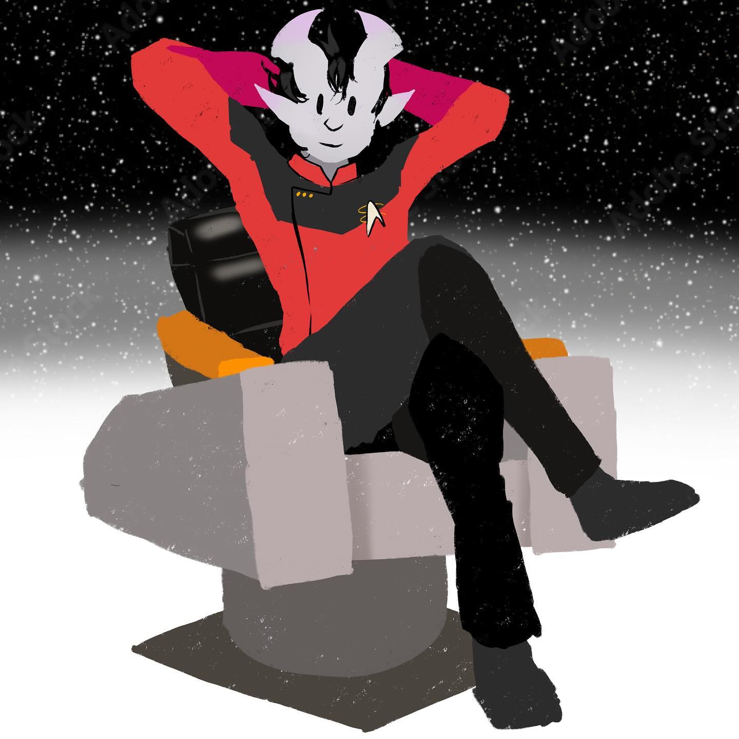 #inktober day 6. If I didn’t do this I’m scared I’d be disowned. Franco would be a TERRIBLE enterprise captain but god does he look snazzy in the uniform.
#inktober
#inktober2024
#inktober2024trek
#startrek
#oc