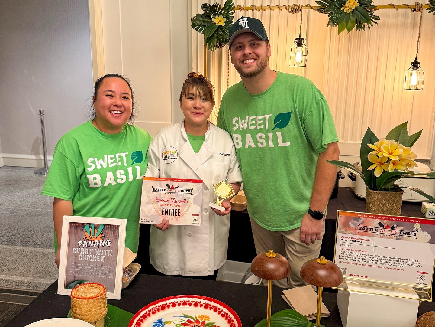 SB FAM! We can’t wait to tell you what happened yesterday!!
Mom (Chef Vanna) participated in this year’s Battle of the Chefs event, entering her ✨Panang Curry with Chicken✨
We were so nervous to see if it would be well-received or not, but we put our best foot forward and agreed to just have fun.
IT WAS A HIT AND SHE WON 2 AWARDS!!
🏆 Crowd Favorite Best Flavor, entree category
&
🏆 Judge’s Choice Best Flavor, entree category
We made friendships and enjoyed great company. To all our new friends, welcome to the SB FAM: the best and most wholesome community, both online and at Sweet Basil (and we love you guys!!!)
More importantly, Chef Vanna has been through a lot and to see her being recognized for all the sacrifices she’s made is something truly special. Congrats, mom!
.
.
.
#botcmke2024 #sweetbasilmke #milwaukeefoodies #milwaukeefoodscene #milwaukeerestaurants #mkefoodies #mkeeats #mkefood #mkefoodgang #thaifoodstagram #thaifoodie #panangcurry #thaistreetfood