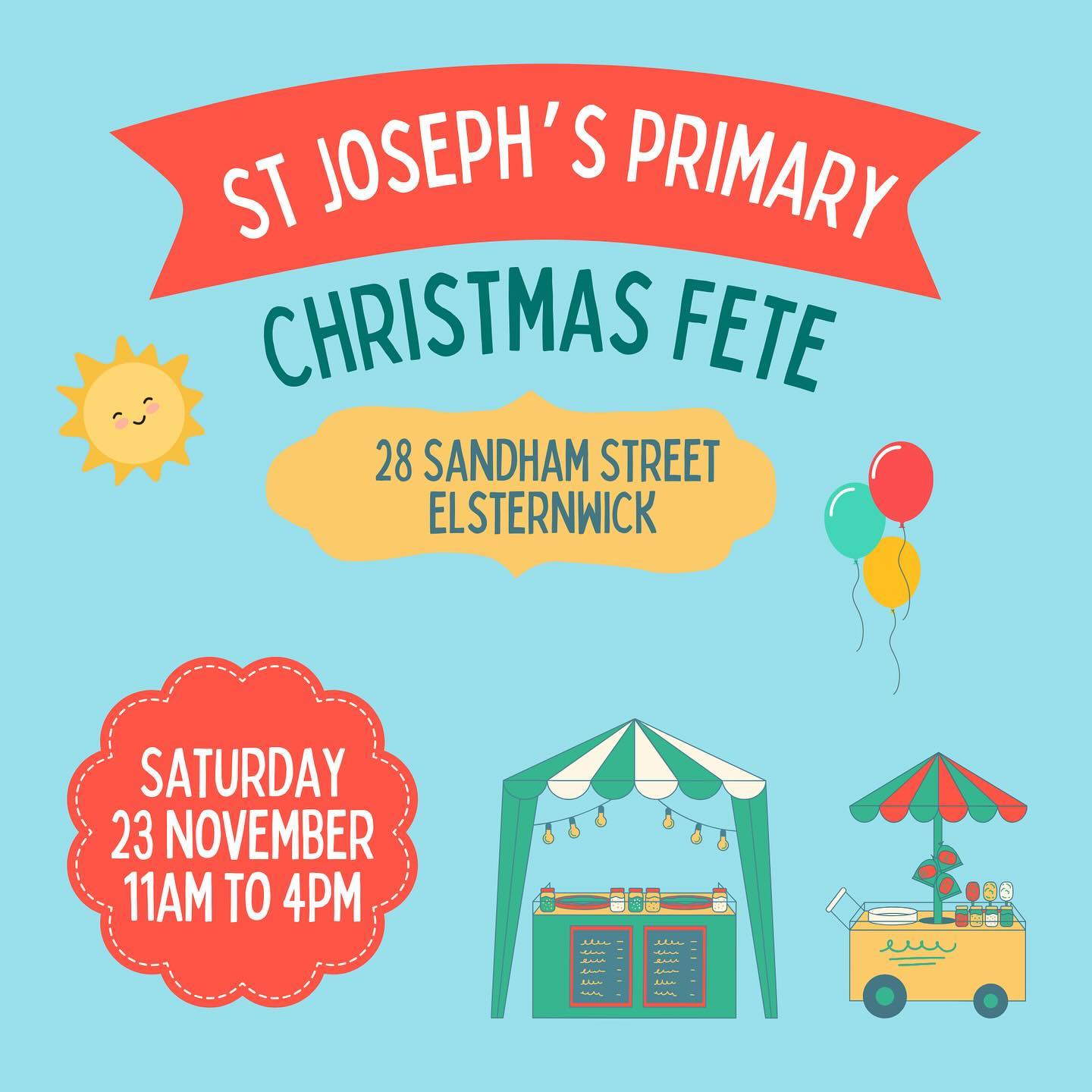 We’re excited to announce the St Joseph’s Primary School Christmas Fete!
Our major fundraiser for 2024, the St Joseph’s Fete is a free event for the whole community. Come join us and help raise funds for a much-needed upgrade to our children’s outdoor play spaces.
Our family-friendly event has something for everyone. Jump on the carnival rides, shop our Christmas market, or grab a bite to eat at the BBQ. There’ll be live entertainment, including a band and talent show, prizes to win and fun to be had!
Click the link in our bio to pre-purchase your fete super pass, which includes unlimited access to the carnival rides, fire truck rides and games, the silent disco, lawn games, and arts and crafts.
We are looking forward to seeing you there!