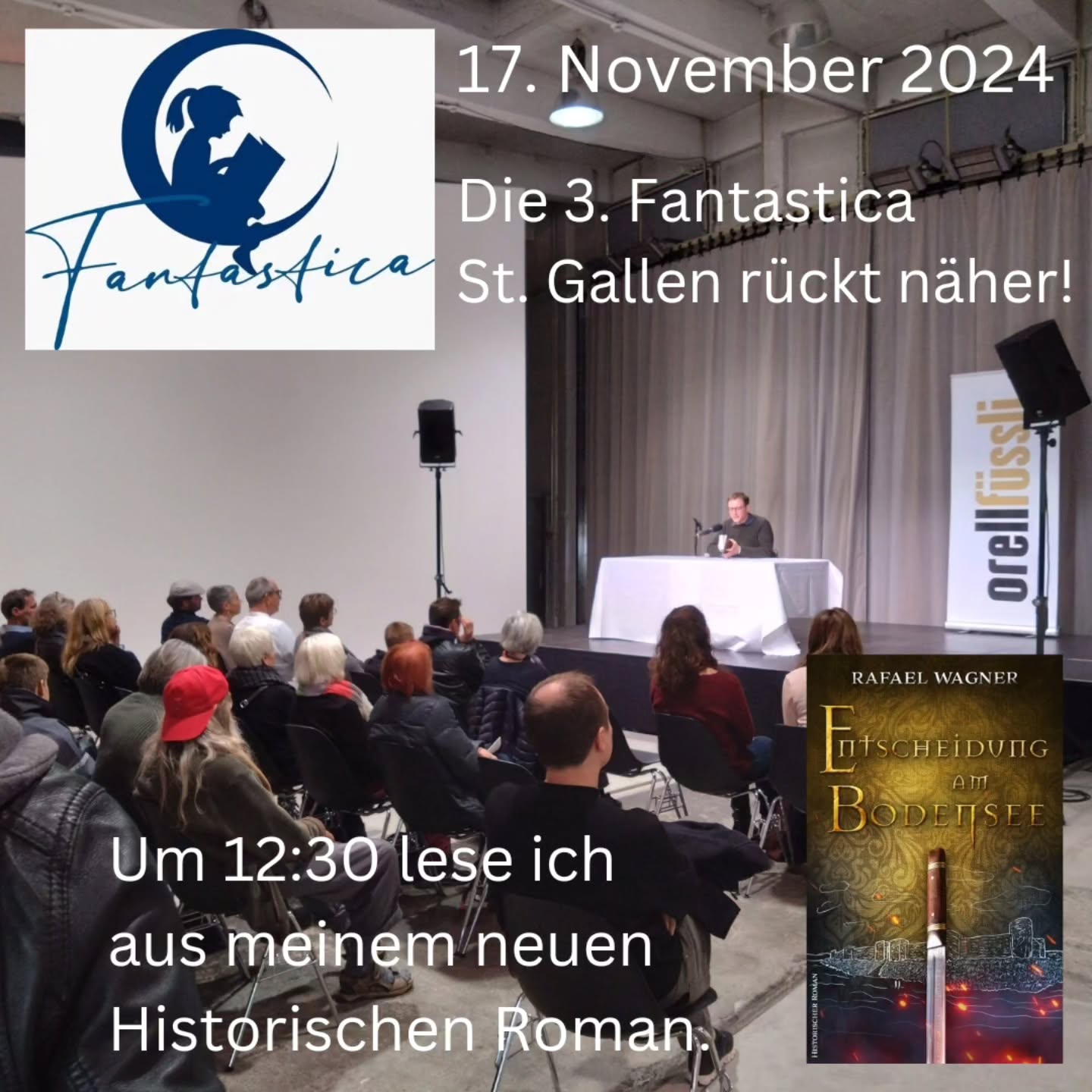 Fantastica 2024. In genau einem Monat ist es so weit. Die 3. Fantastica öffnet am Sonntag 17. November in der Lokremise St. Gallen ihre Tore und auch in diesem Jahr bin ich mit einem Bücherstand dabei. Ich freue mich auf schöne Buchgespräche, interessante Unterhaltungen und neue Begegnungen @fantastica_stgallen 🤗
Um 12:30 werde ich aus dem Finale meiner Trilogie um Marcus von Arbona vorlesen.
Ich freue mich auf euch!
www.rafael-wagner.ch
#fantasticastgallen #buchmessefantastica #buchmesse #marcusvonarbona #ostschweiz #sanktgallen #schwaben