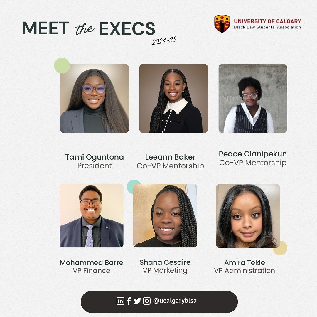 Meet our 2024-2025 Executive Team!
We are thrilled for what the year has in store!
#meettheexecs #ucalgaryblsa #blsa
