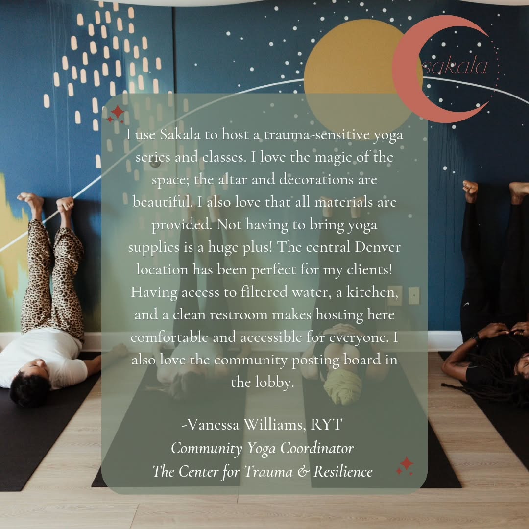 We love it here !!!
Come take a tour or attend an event/session to experience the peace of Sakala and the people in it!
Link in bio
#denverhealthandwellness #denverhealers #denveryoga #denveryogaevents #denvercommunity #denveryogaspaces #denverhealingcommunity #yinyogadenver #denverevents #denveryogi#chakrarealignment #denverreikihealing #denverqigong #denversoundbath #denversoundhealing #denveryoganidra #denverwellnesscommunity #denverbreathwork #denvereventspace #denverherbalists #denverancestralhealing
#sakalacommunity #somatichealing
#denverenergyhealing #protectyourenergy #protectyourpeace #healershealinghealers #wearefamily #denver420