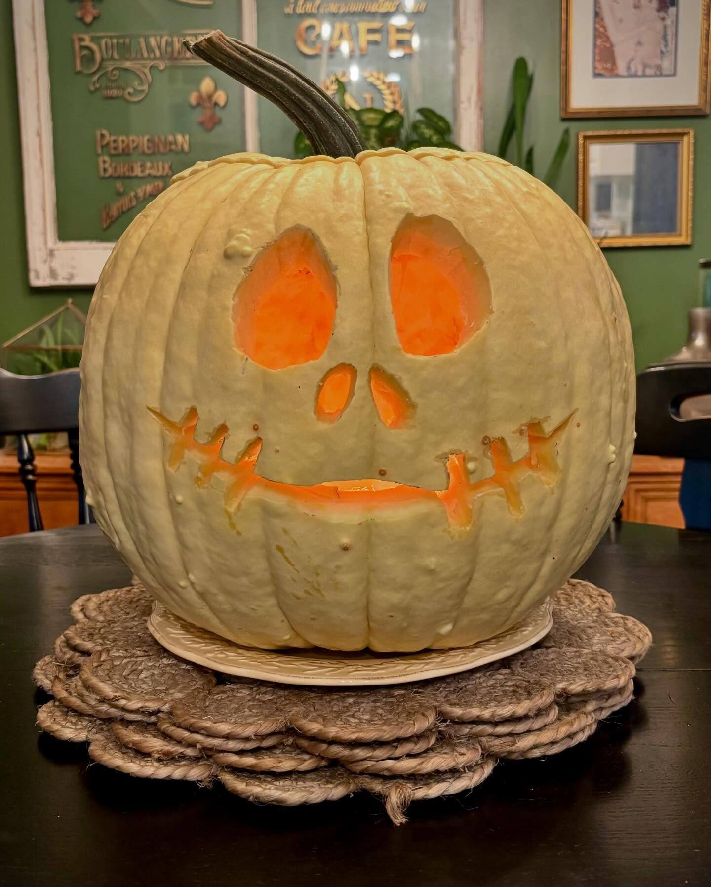 Family project this afternoon. By far the coolest Jack-o’-lantern we’ve ever carved, courtesy of Kelly’s parents. They grow incredible pumpkins on their farm.