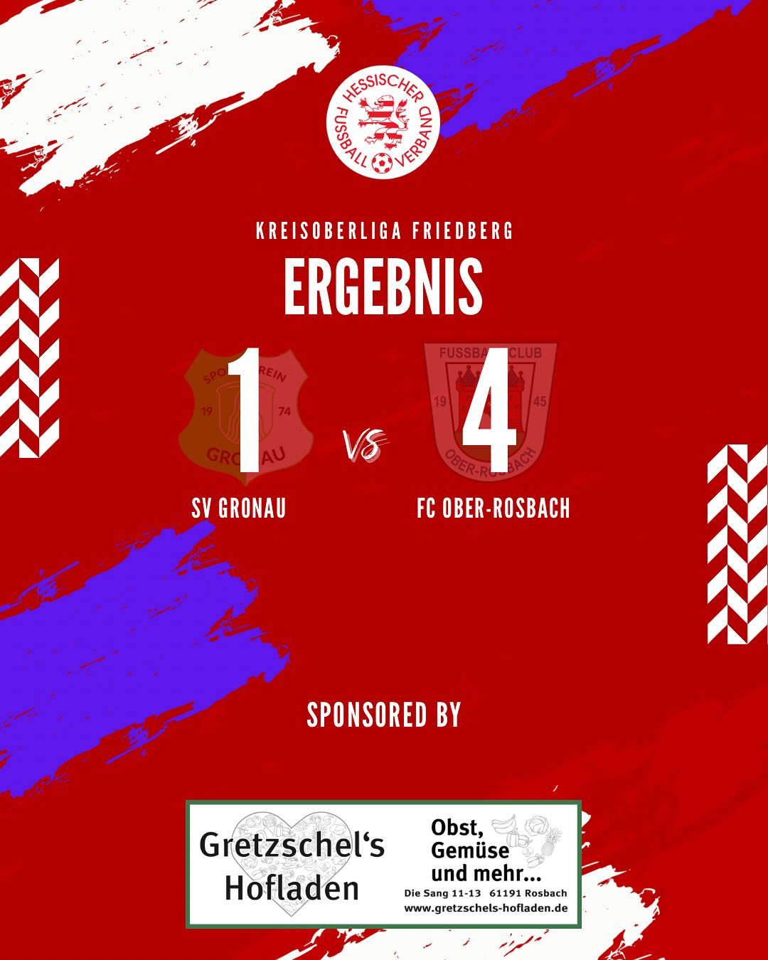 Souveräner Sonntag in Gronau
Beide Spiele wurden mit viel Selbstbewusstsein angegangen und schwierige Situationen mit Bravour gemeistert.
Somit kam unsere 1A zu einem 4:1 Erfolg und die 1B feierte einen 5:2 Auswärtssieg.
#fco #oberrosbach #kreisoberliga #kreisligafriedberg