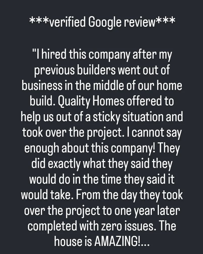***VERIFIED GOOGLE REVIEW***
#qualityhomesreview #qualityreview #googlereview #googlereviewsmatter #verifiedgooglereview #swflhomebuilder #customhomebuilder #comehometoquality