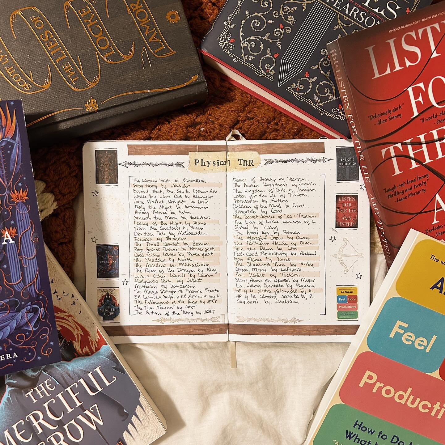 Does 1/6 count as success? 😅
By this mood reader’s estimate, yes! When I set up my journal at the beginning of 2024, I printed out 6 covers of books I wanted to get to asap. 🏃🏻♀️💨
Fast forward and I’ve only read The Merciful Crow. Oops.
But I’ve significantly decreased my physical TBR this year and am currently reading two more on this list. Maybe they aren’t the books Past Megan planned, but I’m having a grand ol’ time. 😋
How far in advance do you plan out what you’re going to read? Where my day-by-day reader’s at? 😂
P. S. I have a very exciting newsletter going out tomorrow! Be sure to check out the 🔗 for deets!