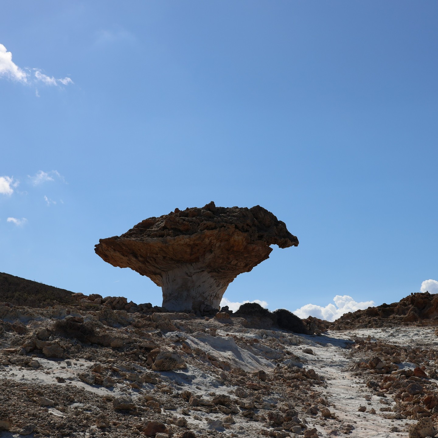 Skiadi, the famous stone mushroom on Kimolos island