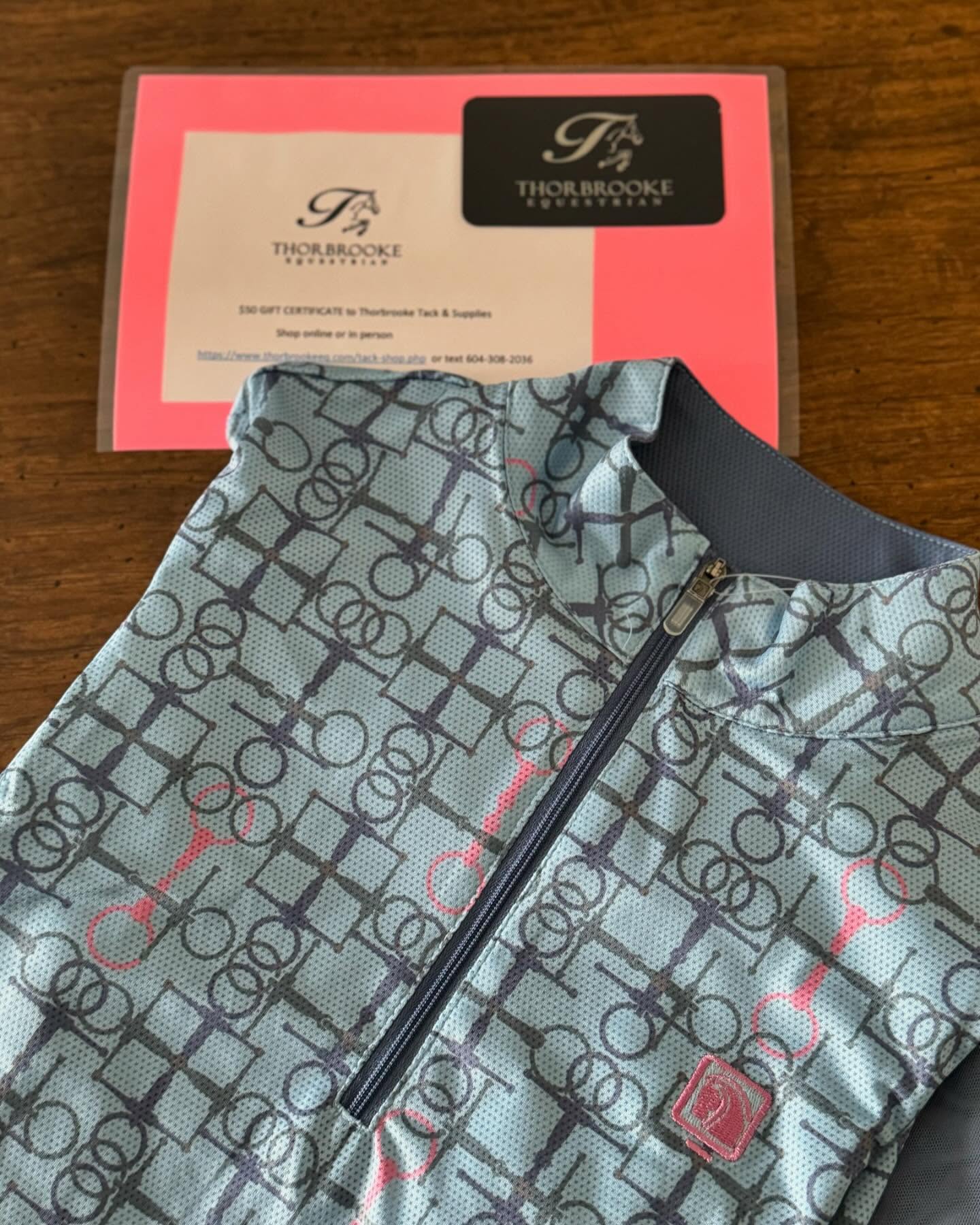 Thank you @thorbrooke_tack for your generous donation of these gorgeous riding shirts and gift certificates! One was won by one of our members @rosiesponies_jrb and she looks absolutely great in it! 😄