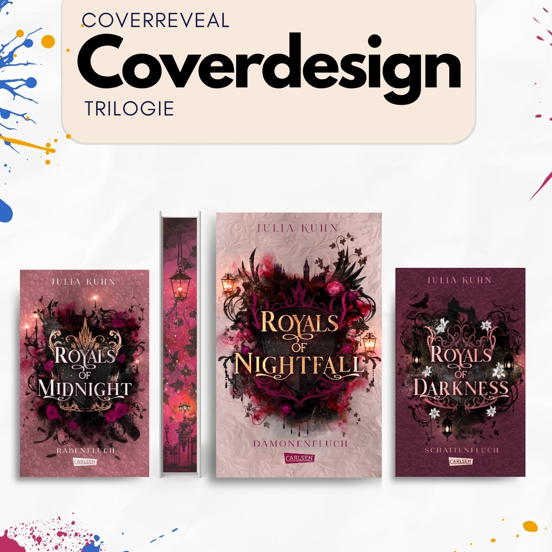 Ah und noch ne Kleinigkeit heute, weil die neuen Carlsen Cover revealed wurden, die ich gestaltet habe, dachte ich bringe ich euch die auch noch mit :) Ein paar schöne Bildchen zum Anschauen gehen immer, oder?
Was die Farbschnitte angeht: Ich habe nur den ersten Farbschnitt voll ausgestaltet, die anderen zwei wurden basierend darauf von Jemand anderem übernommen, da ich aufgrund meiner spontanen Krankheit nicht die Deadline einhalten konnte. Glücklicherweise hat die Übergabe ohne Probleme rechtzeitig stattfinden können :)
Und darum gehts: Und darum geht es:
»Britische Royals, Londoner High Society und dunkle Dämonen - eine Mischung, von der ich nicht wusste, wie sehr ich sie brauche. Was für ein filmreifer Auftakt!«
(SPIEGEL-Bestseller-Autorin Beril Kehribar)
Kaum jemand weiß über die britische Königsfamilie so gut Bescheid wie Felicia. Als Royal Secret Girl bloggt sie täglich über die Ups und Downs im Buckingham Palace und begeistert Hunderttausende von Fans. Doch dann wird Felicia mitten in London von einem Dämon angegriffen und kommt nur knapp mit dem Leben davon. Glück im Unglück, denn ihr geheimnisvoller Retter lässt beim Kampf mit der Kreatur ein Amulett fallen, das Felicia hinter das bestgehütete Geheimnis der Stadt bringt: Die Royal Guards sind in Wahrheit Londons Dämonenjäger und ihr Beschützer niemand Geringeres als Prinz Jasper selbst. Ausgerechnet er soll sie nun im Kampf gegen das Übernatürliche ausbilden, nicht ahnend, wer Felicia wirklich ist …