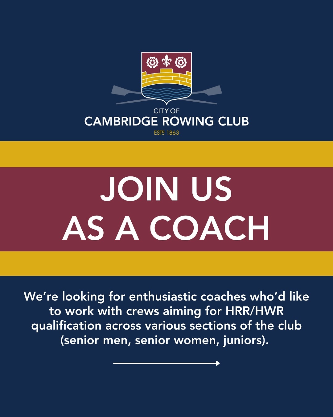 Ready to coach, grow, and lead with us?
City of Cambridge Rowing Club is on the lookout for passionate coaches ready to make an impact. With an impressive record and strong community, we’re excited to bring on new talent to help our crews excel at HRR, HWR, and beyond.
Swipe to learn more and reach out if you’re interested!
#ccrc #cityofcambridgerowingclub #cambridge #rowing #rowingclub #rowingteam #rowingcrew #rowingislife #worldrowing #britishrowing #rowinglife #rowingrelated #rowingcoach #jointhecrew #HRR #HWR #jointheteam #coachingopportunity