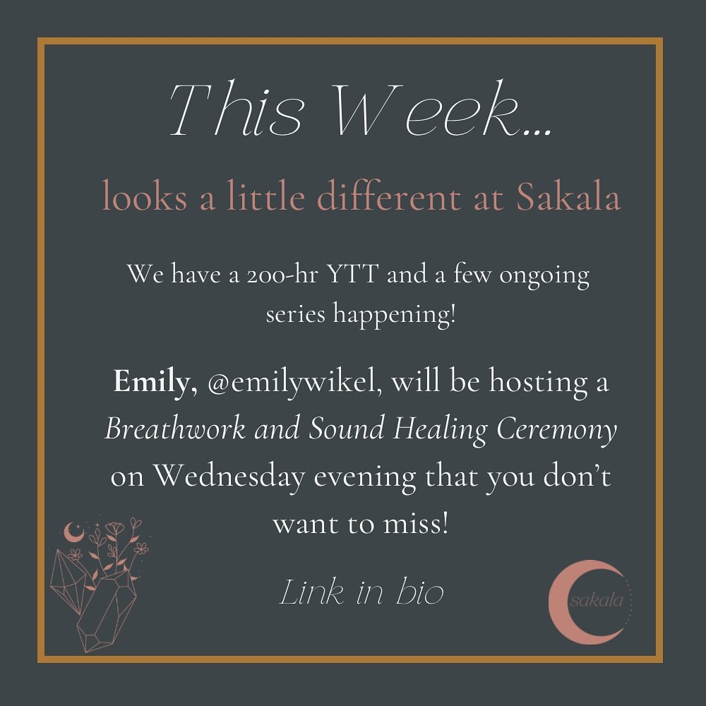 We have a YTT and a few ongoing series happening at Sakala this week so our events are limited. But if you’re looking for a little pre-Halloween self-care, Emily has you covered with a Breathwork & Sound Healing Ceremony on Wednesday, October 30th at 6pm.
Sign up now before it fills up! Need some 1:1 support this week heading into Samhain? DM us and we’ll connect you with a guide to assist you on your healing journey.
Link in bio for all events unless otherwise noted. You know what to do!
#denverhealthandwellness #denverhealers #denveryoga #denveryogaevents #denvercommunity #denveryogaspaces #denverhealingcommunity #yinyogadenver #denverevents #denveryogi#chakrarealignment #denverreikihealing #denverqigong #denversoundbath #denversoundhealing #denveryoganidra #denverwellnesscommunity #denverbreathwork #denvereventspace #denverancestralhealing
#sakalacommunity #somatichealing
#denverenergyhealing #protectyourenergy #protectyourpeace #wearefamily
