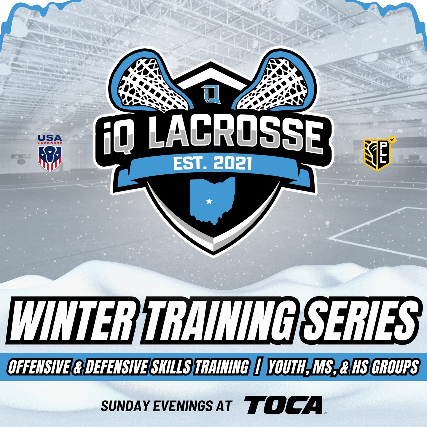 🥶 Registration is now open for our Winter Training Series! Join us on Sunday evenings at TOCA for offensive & defensive skills training!
❄️Youth Grades 3-5
❄️MS Grades 6-8
❄️HS Grades 9-12
Learn more and register at the link in our bio!