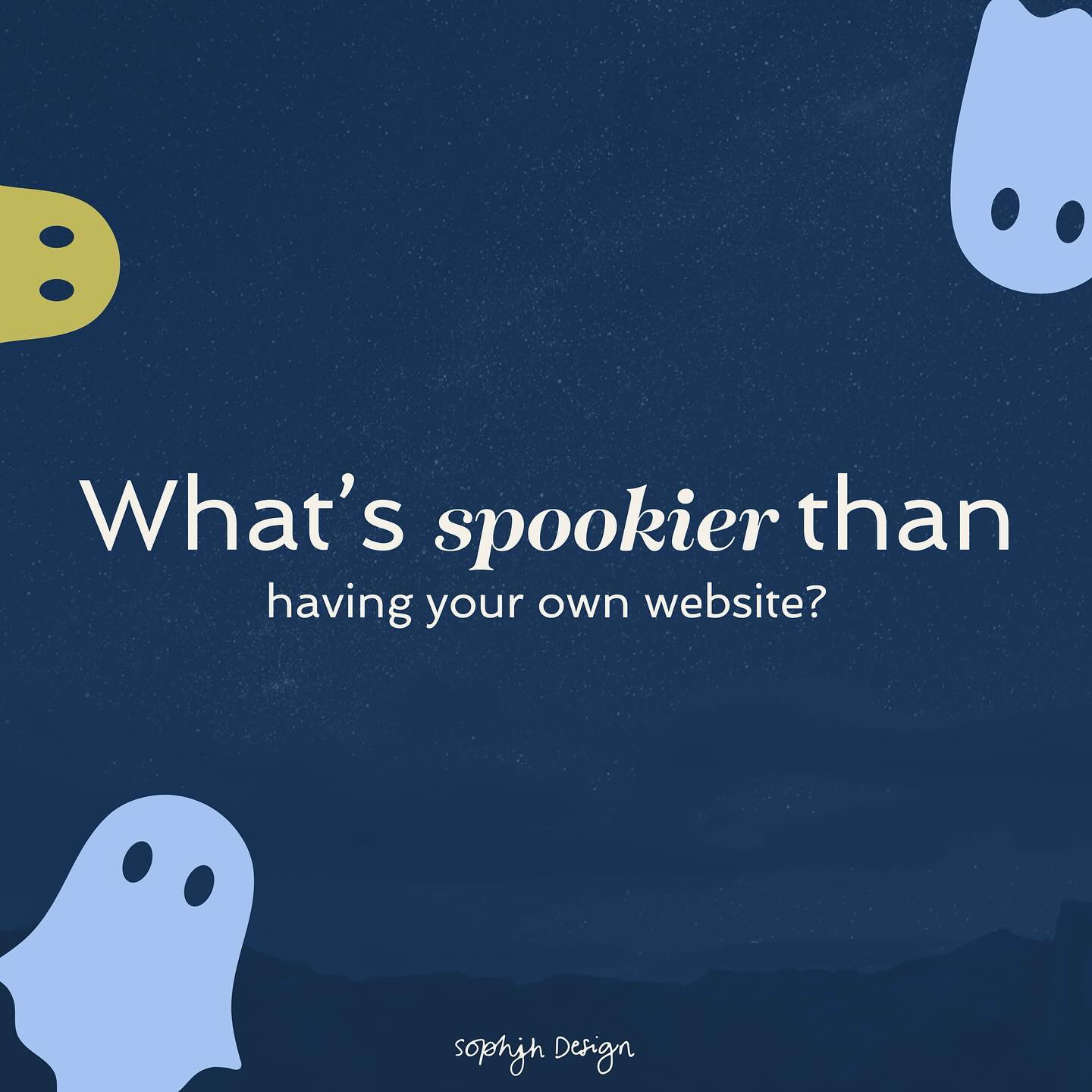 Is there anything spookier than not having your own website?👻
Whilst you may already have an Instagram (or Facebook) account, they’re not fully customisable and you can only change how they look to a certain degree. Your own platform enables you to have complete control over how your branding is conveyed.
Social media can be a great starting point👍 but having your own website can help to establish trust and credibility. You can provide more in-depth information about your products or services and guide visitors on a journey.
Your website is your central-hub for all of your business information, helping existing clients or customers - as well as helping you to reach new audiences.
Ready to un-spook yourself?🎃 Let’s chat about having your own website.
#websitedesign #websitedesigner #happyhalloween #halloween #webdesigner #wixwebdesign #webdesign #wix #spooky #ownwebsite #newwebsite #happyhalloween #graphicdesign #graphicdesigner #branding #illustrations #websitetemplate #websitetemplatedesign inspired by @hicommunications_ recent spooky posts and @hellotayloramy