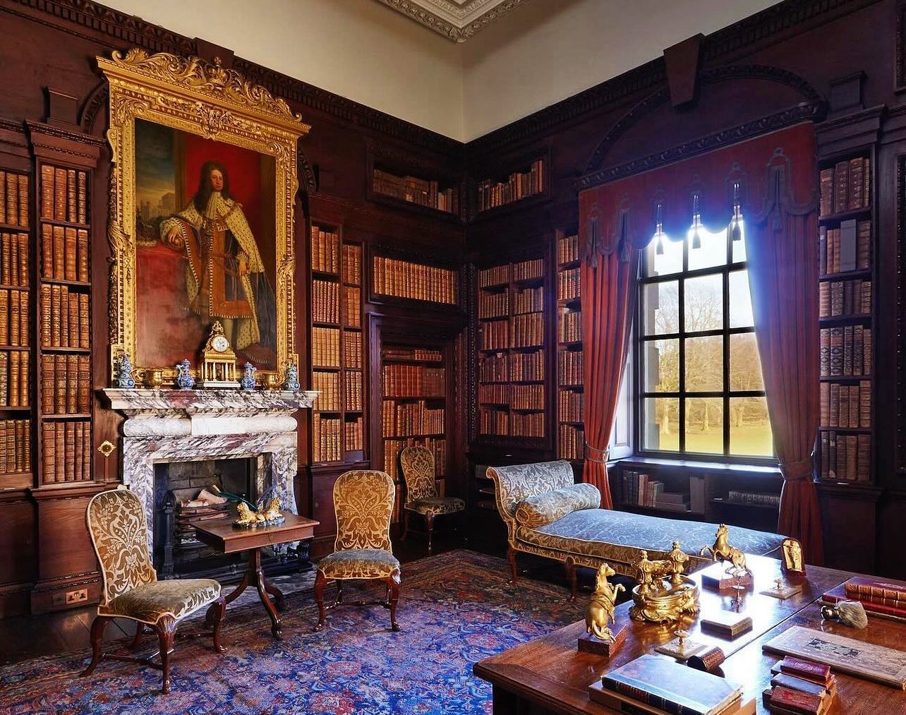 The library, with a portrait of George I by a Keller above the fireplace who Sir Robert Walpole served under as first a prime Minister of Britain. As the King couldn’t speak English, they supposedly discoursed in Latin!