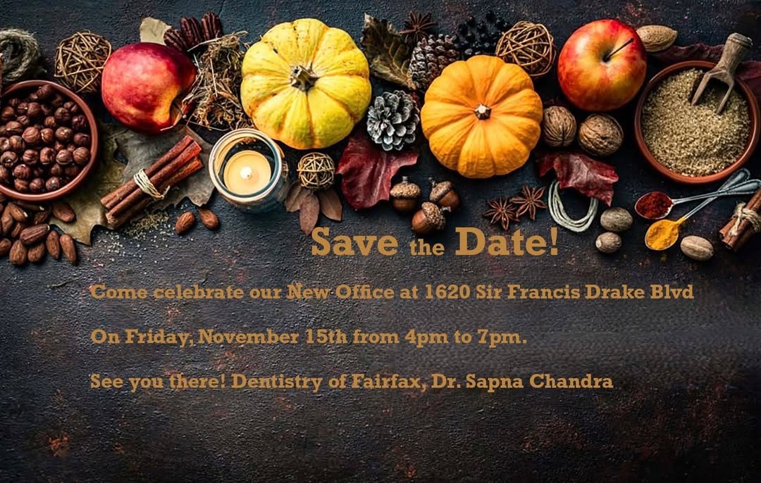 You are invited to Our Open House!! 🎉
Join us as we celebrate the grand opening of our new office! We are thrilled to welcome our community to our new space and showcase everything we have to offer.
🗓️ Date: Friday, November 15
🕒 Time: 4 pm - 7 pm
📍 Location: 1620 Sir Francis Drake Blvd
Come enjoy food and refreshments, tour our state-of-the-art facility, and meet our friendly team.
Let’s celebrate health smiles together! We can’t wait to see you there! 🦷✨