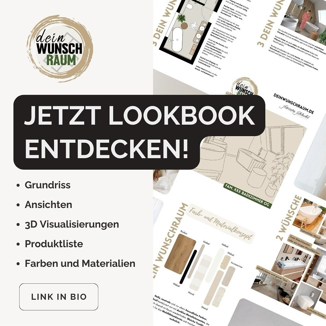 Du möchtest wissen, was ein Wunschraum-Lookbook alles beinhaltet?
Über den Link in der Bio kommst du zu einem Referenzbeispiel. ☺️