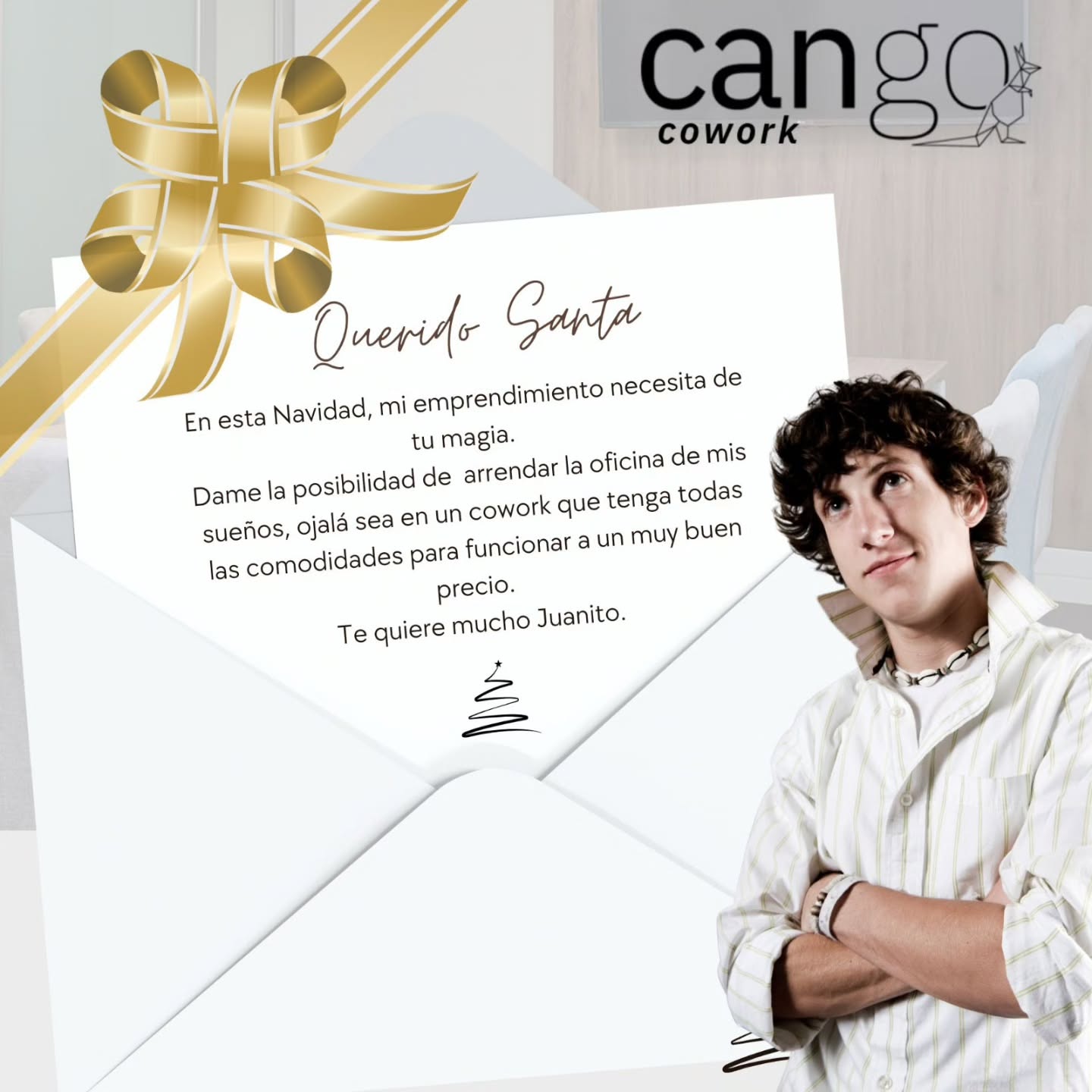 ¿Le dicen ustedes o le decimos nosotros a Juanito?
Amigo date cuenta; Cango Cowork está con un 50% de descuento en su primer mes de arriendo, en todas las oficinas privadas.🎁
Puedes pactar en 2 cuotas el mes de garantía.🎁
Tienes los mejores servicios de Cowork.
Con los planes de domicilio tributario puedes venir al Cowork Flex GRATIS 🎁
Estamos ubicados en Providencia a pasos del metro 🎁
Puedes tomar cafecito y realizar networking entre coworkers🎁
Tenemos demasiados regalitos para tí...solo tienes que venir a conocernos, no necesitas esperar un milagro navideño!! 😉
Llámanos y coordina tu visita para conocer el Cowork donde estará ubicada tu futura oficina.☕📈
Te va a gustar mucho el lugar.💕
+569 9 710 2976📲