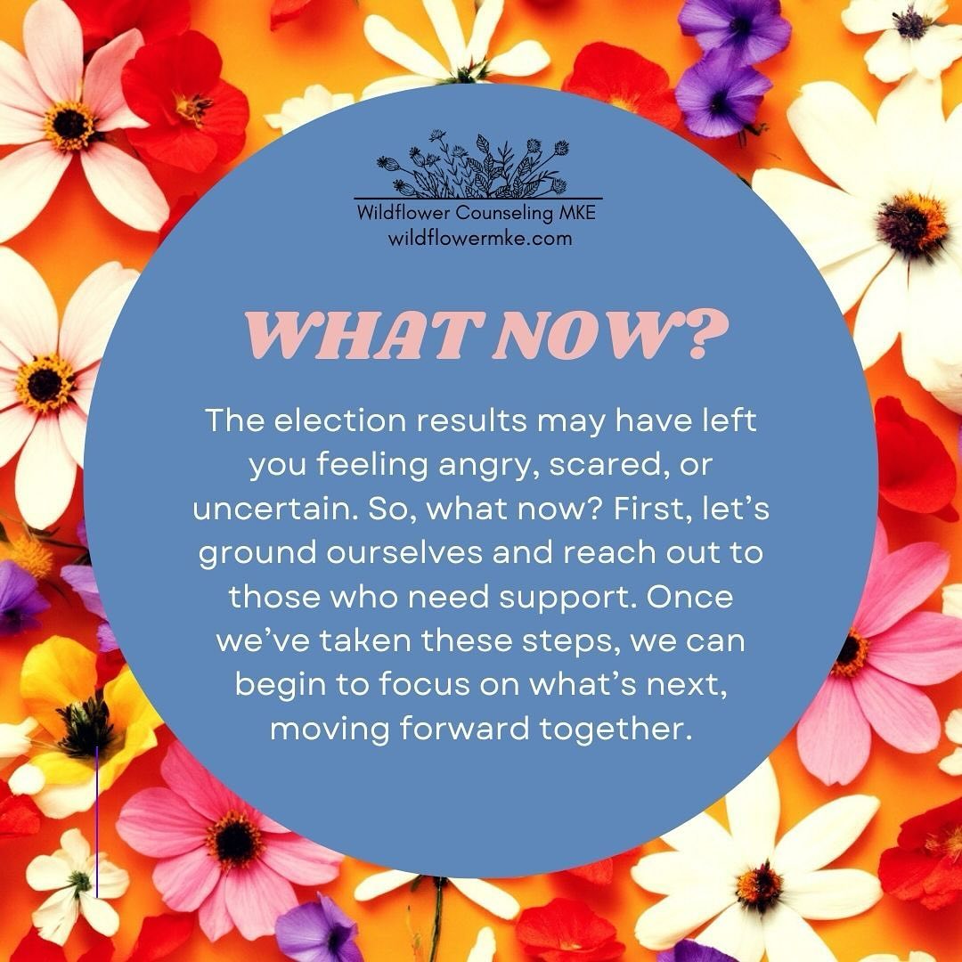 Processing the election…
#mketherapist #milwaukeecounselor #milwaukeetherapy #womensmentalhealth #therapyforwomen #groundingafterthatshit #immigrantmentalhealth #howtomoveforward #community